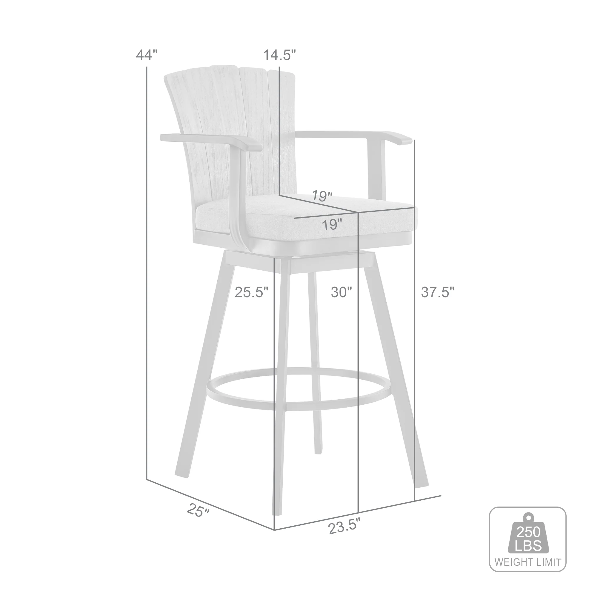 Hazel Outdoor Patio Swivel Bar Stool in Aluminum with Teak Wood and Charcoal Cushion By Armen Living - Image 9