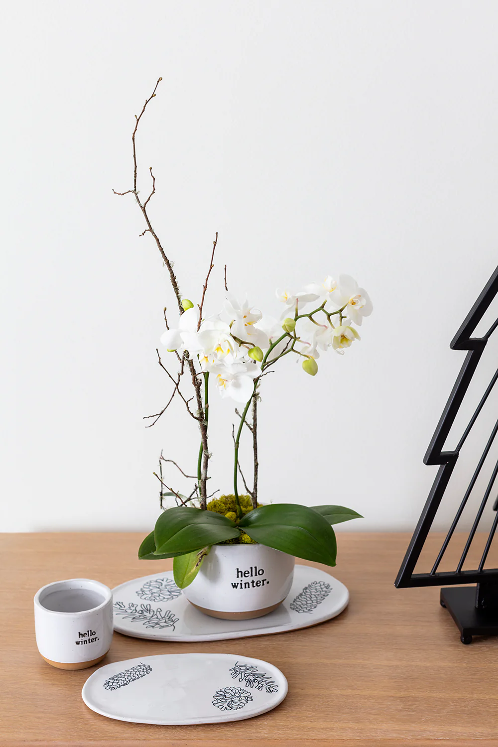 Hello Winter Pot and Tray Set of 4 By Accent Decor - Image 3