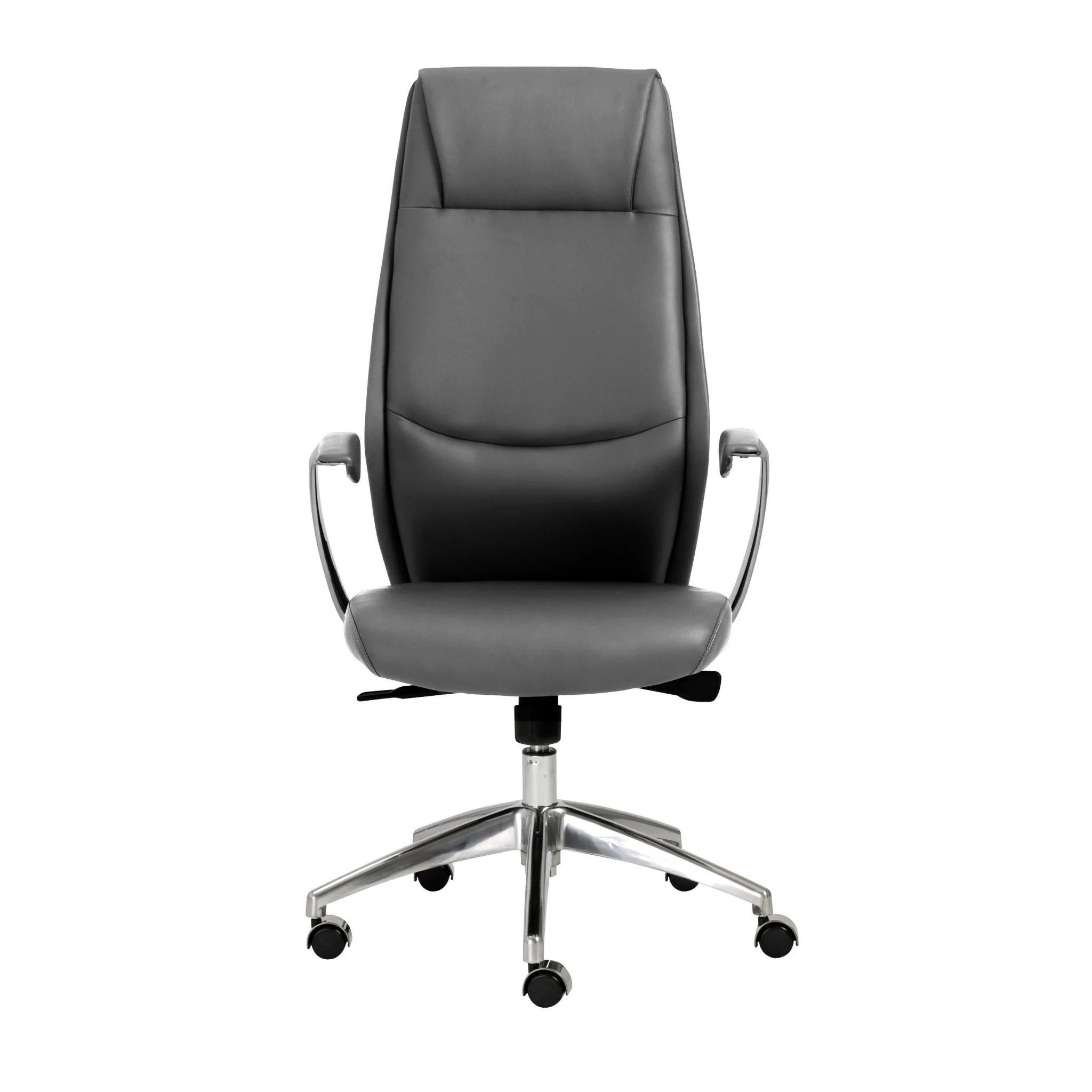 High Back Office Chair in Gray with Polished Aluminum Base By Homeroots
