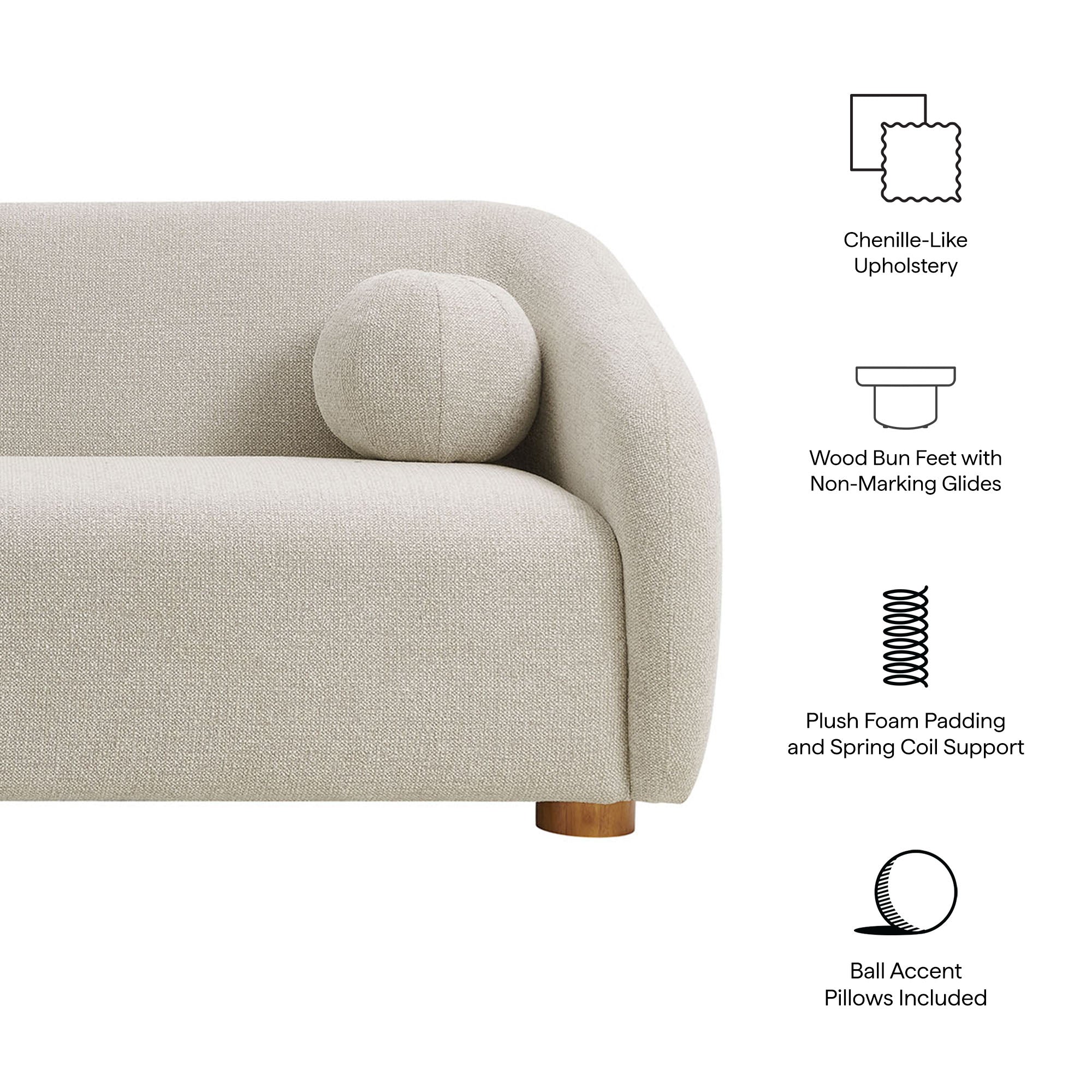 Holland 85" Chenille Fabric Sofa by Modway - Image 8