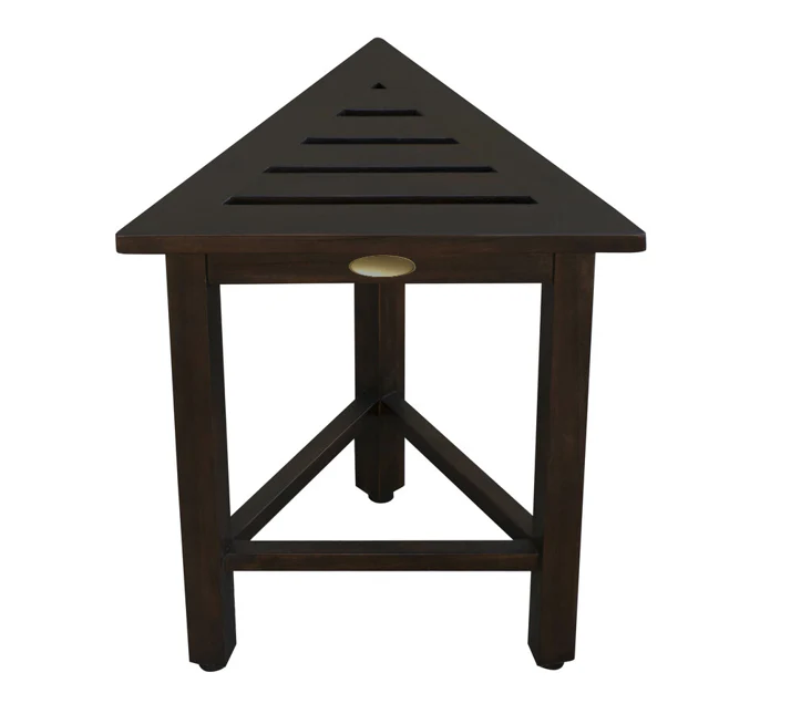 Hotel Dark Teak 18" Triangle Corner Shower Bench Or Shelf By Homeroots