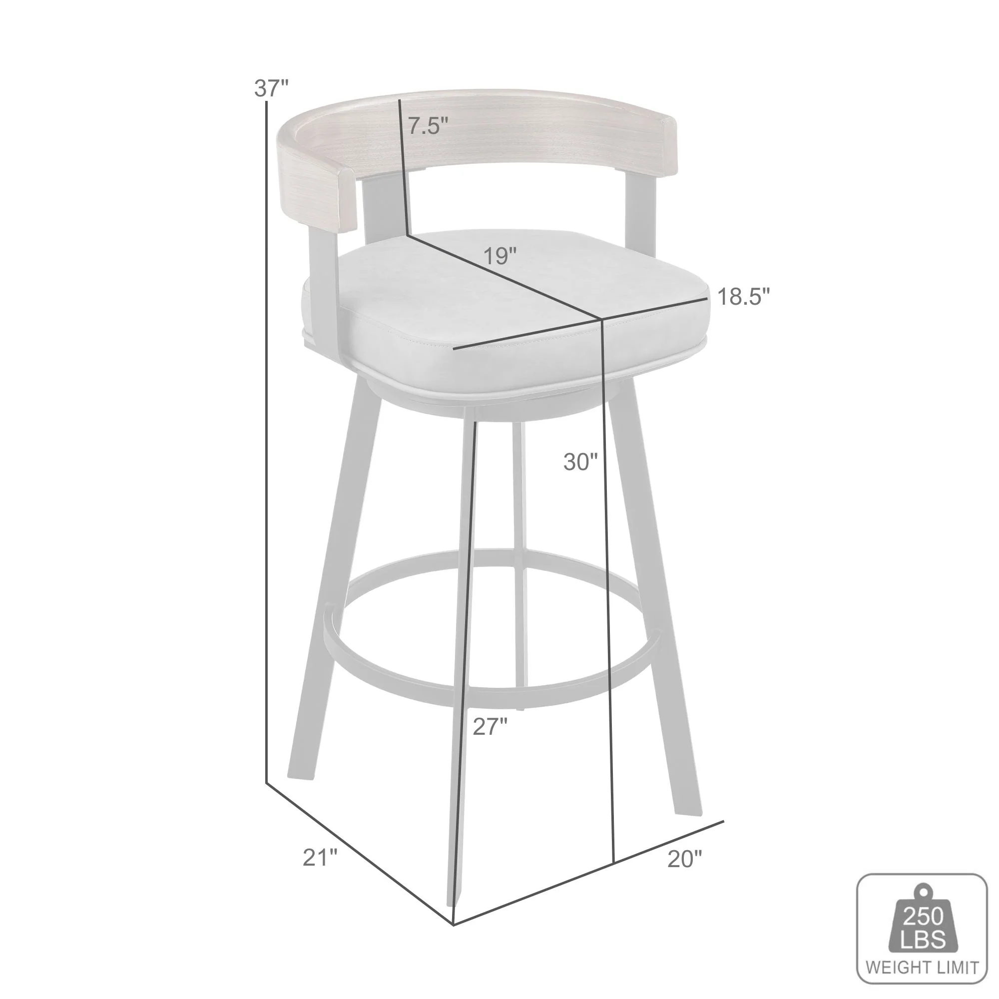 Idris 30" Swivel Bar Stool in Black Iron with Walnut Finish and Vintage Black Faux Leather By Armen Living - Image 9