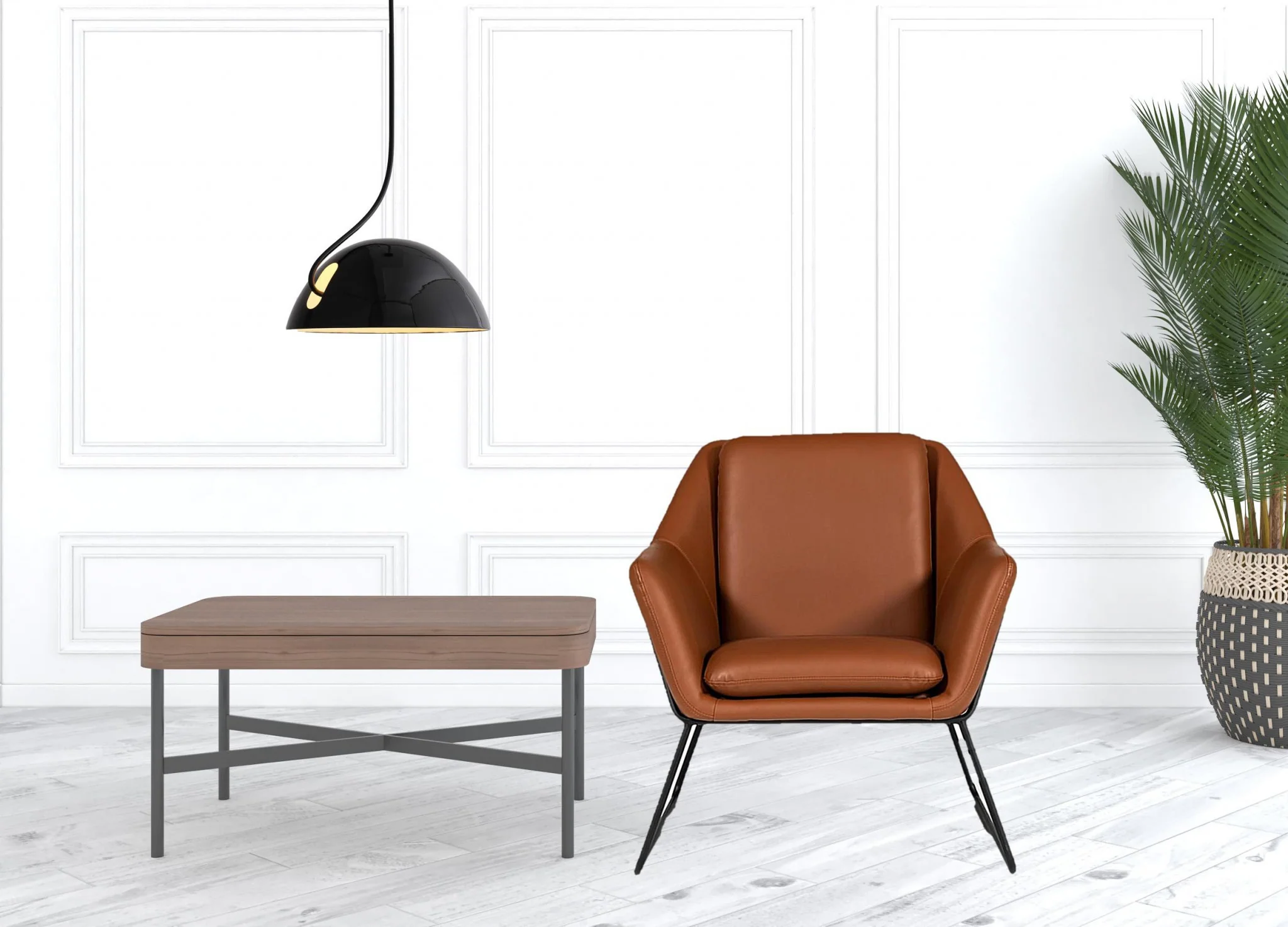 Industrial Brown Eco Leather And Black Metal Chair By Homeroots