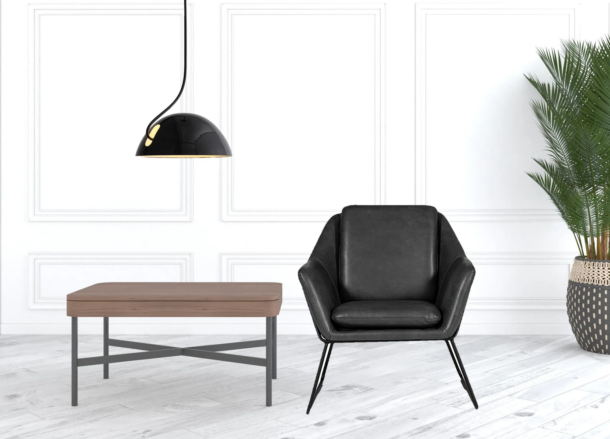 Industrial Grey Faux Leather And Black Accent Chair By Homeroots