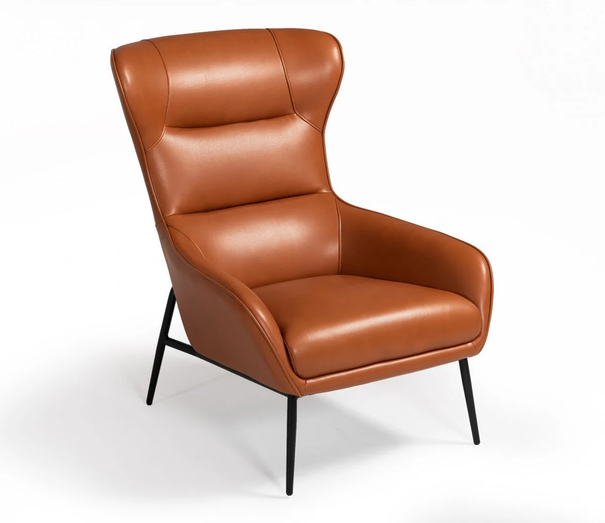 Industrial Orange Leather And Metal Lounge Chair By Homeroots