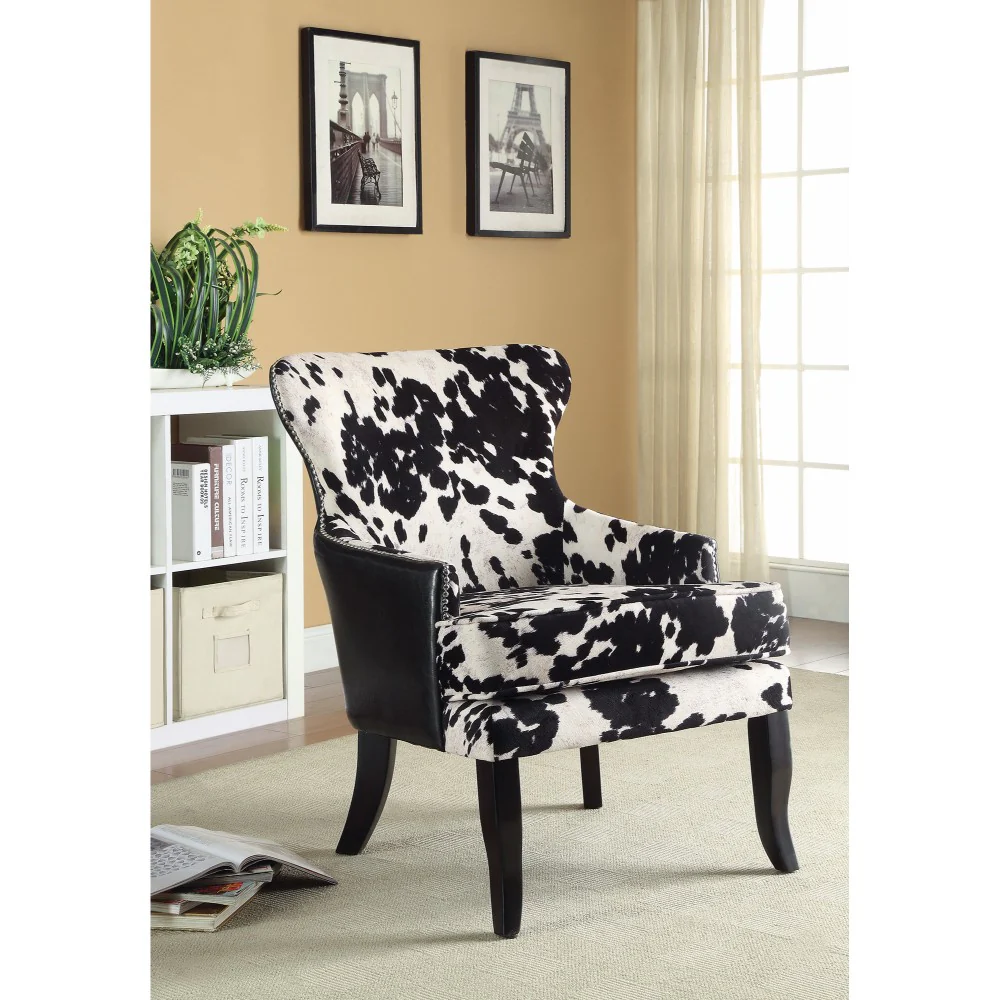 Intriguingly Comfortable Accent Chair, Black/White By Benzara