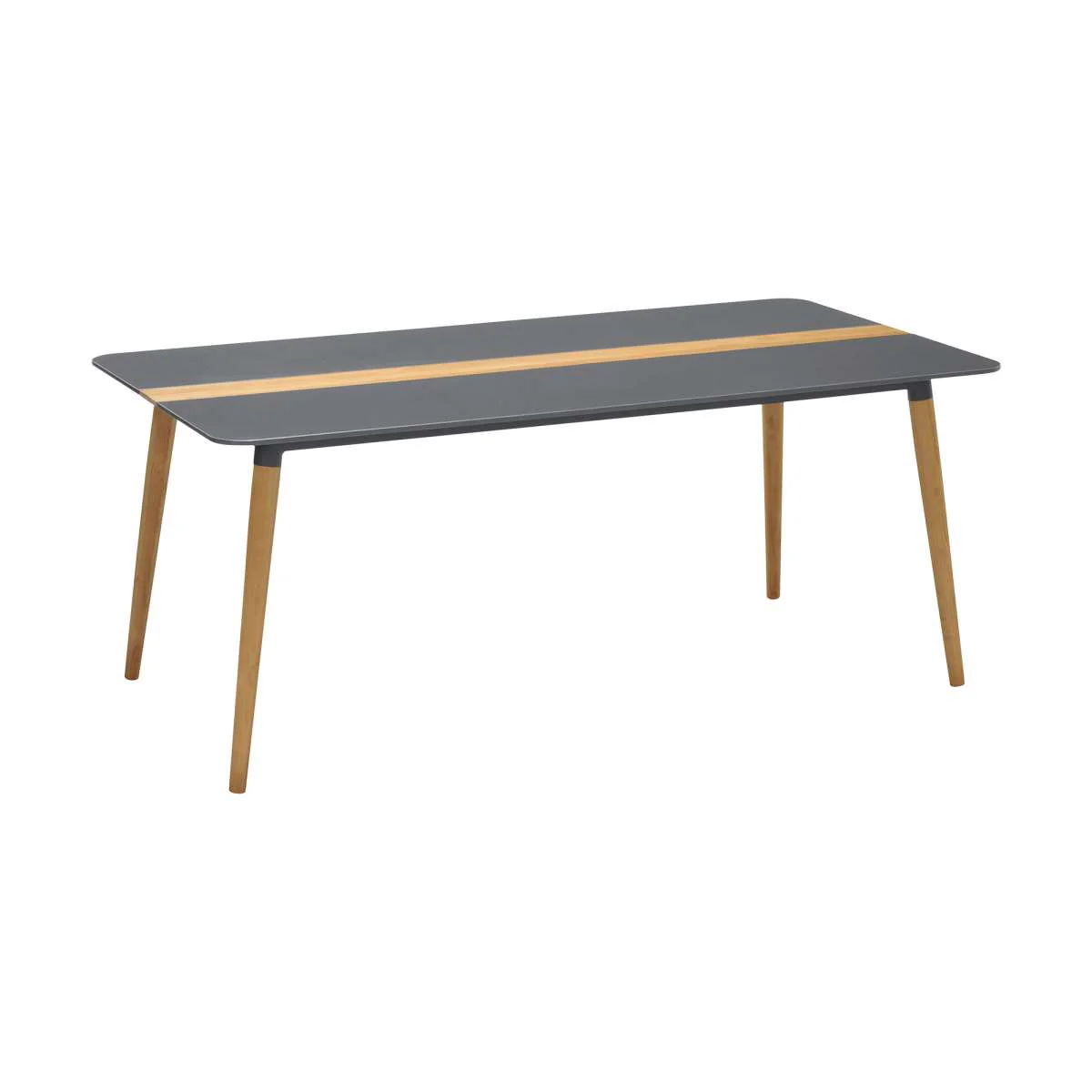 Ipanema Outdoor Aluminum Dining Table in Dark Grey with Natural Teak Wood Accent By Armen Living - Image 6