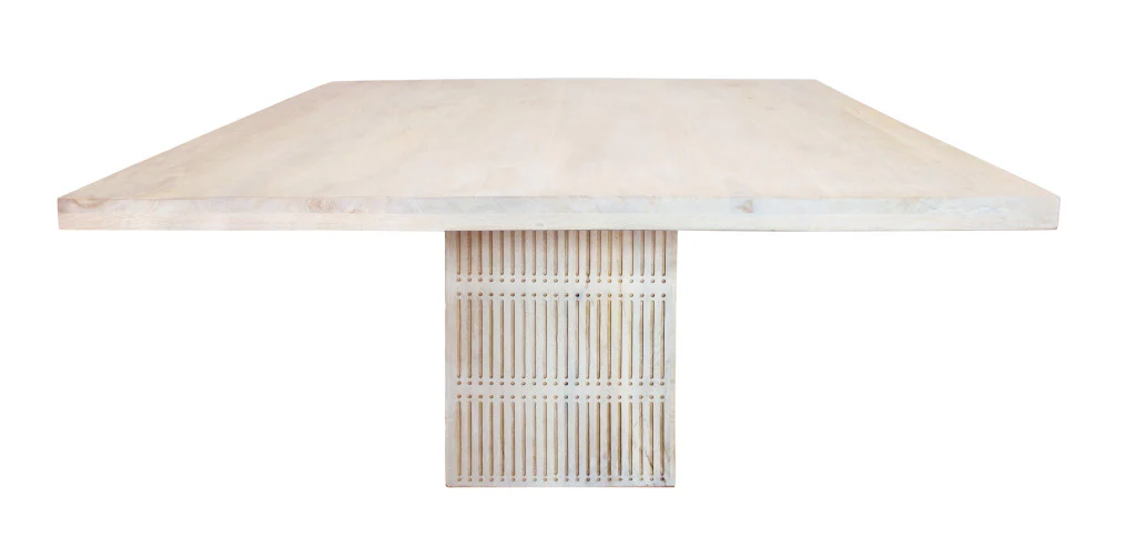 Ivory Square Solid Wood Pedestal Base Dining Table By Homeroots