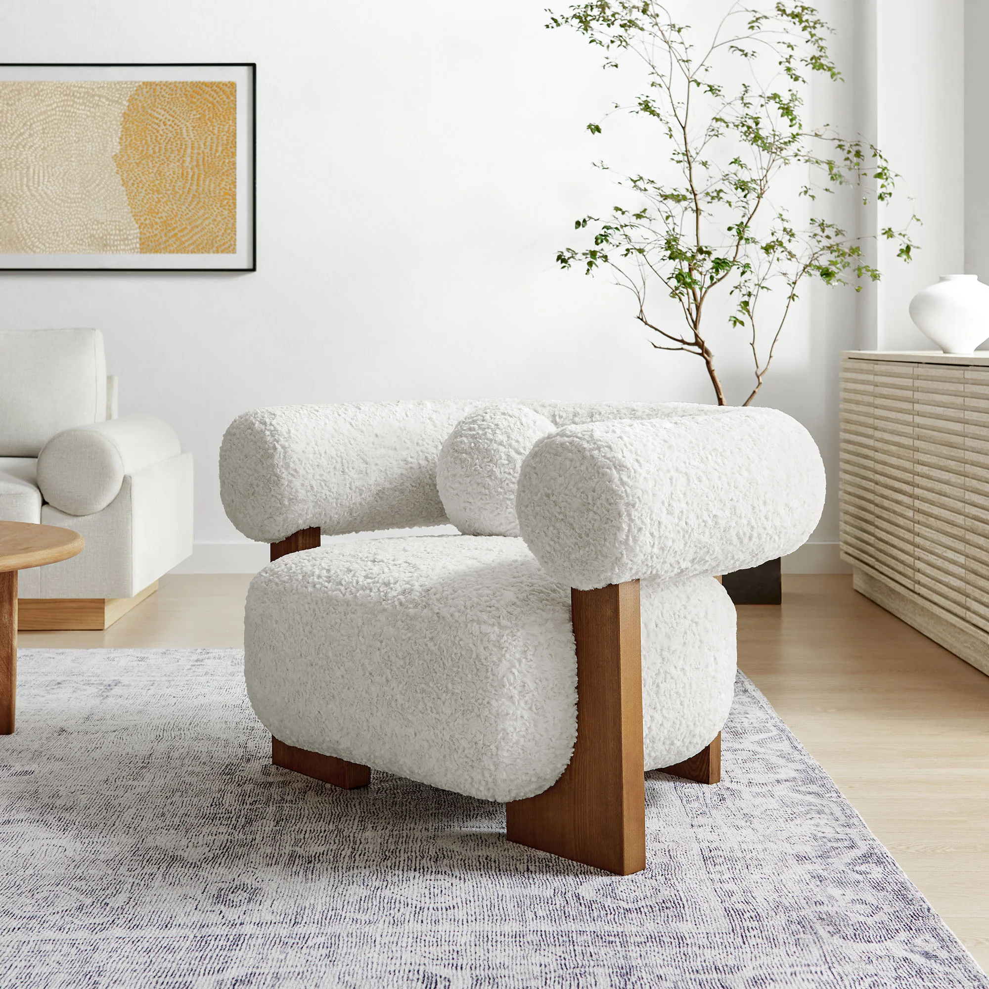 Jace Faux Fur Fabric Accent Chair by Modway