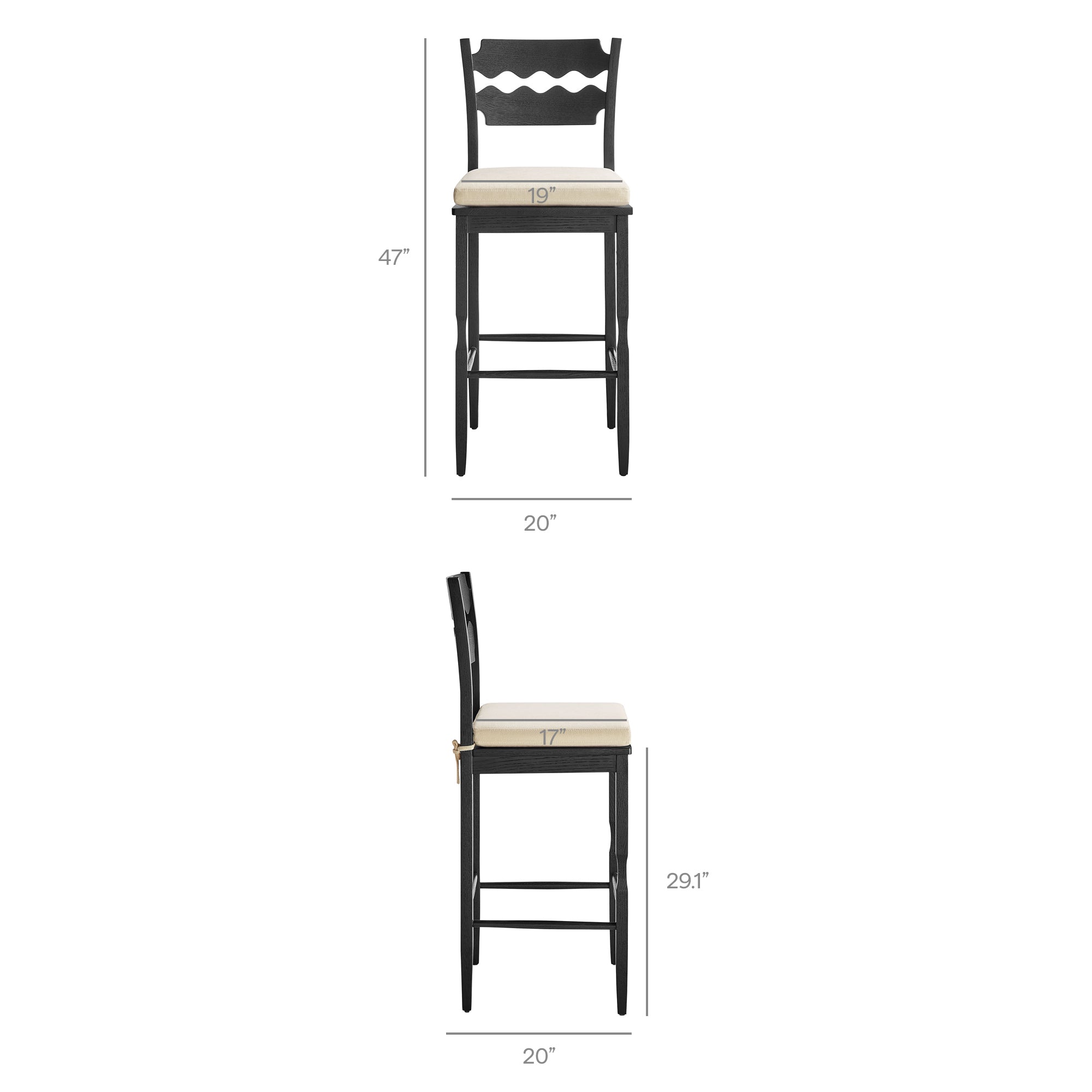 Jax Oak Wood Bar Stool With Wavy Razor Back and Cushion by Modway - Image 20
