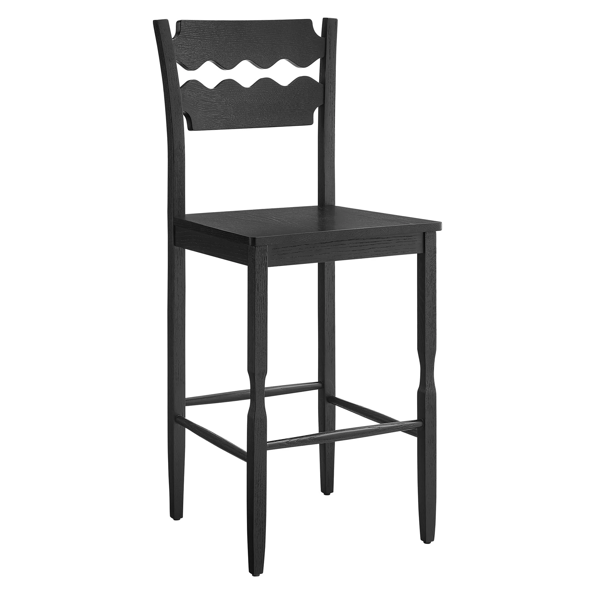 Jax Oak Wood Bar Stool With Wavy Razor Back by Modway - Image 2