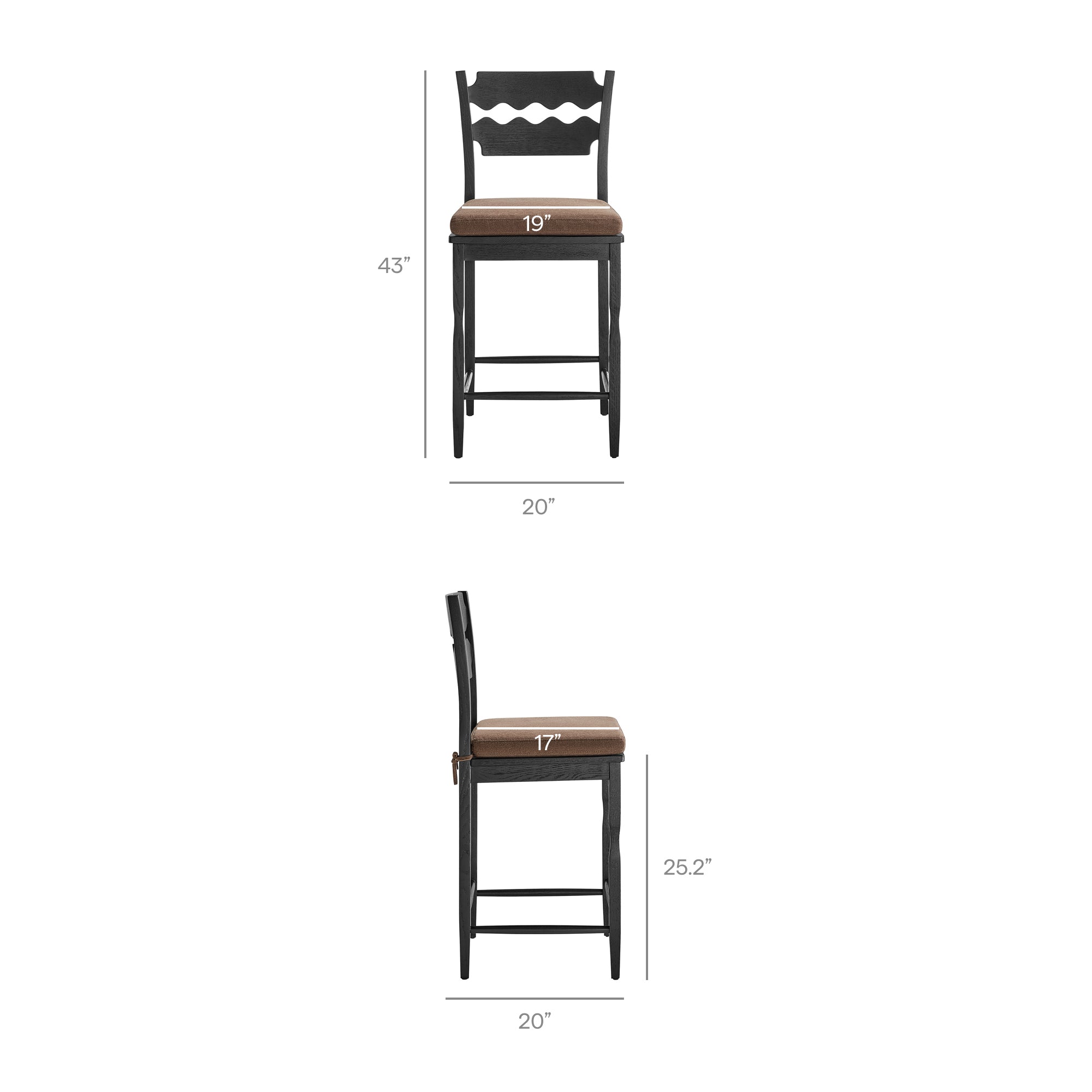 Jax Oak Wood Counter Stool With Wavy Razor Back and Cushion by Modway - Image 10