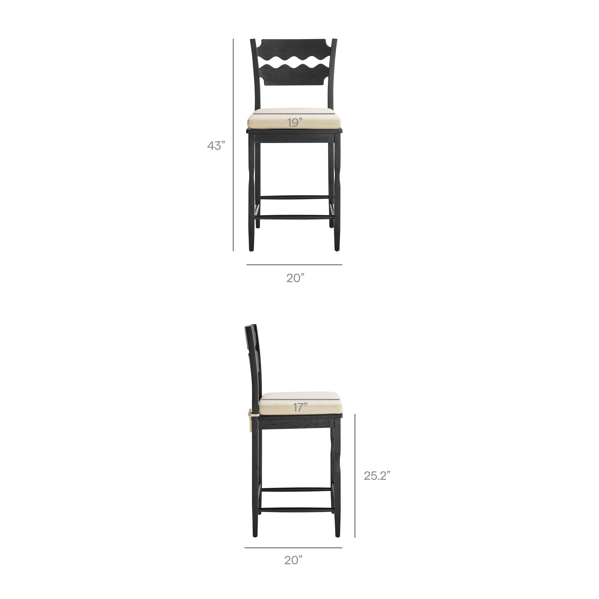 Jax Oak Wood Counter Stool With Wavy Razor Back and Cushion by Modway - Image 20