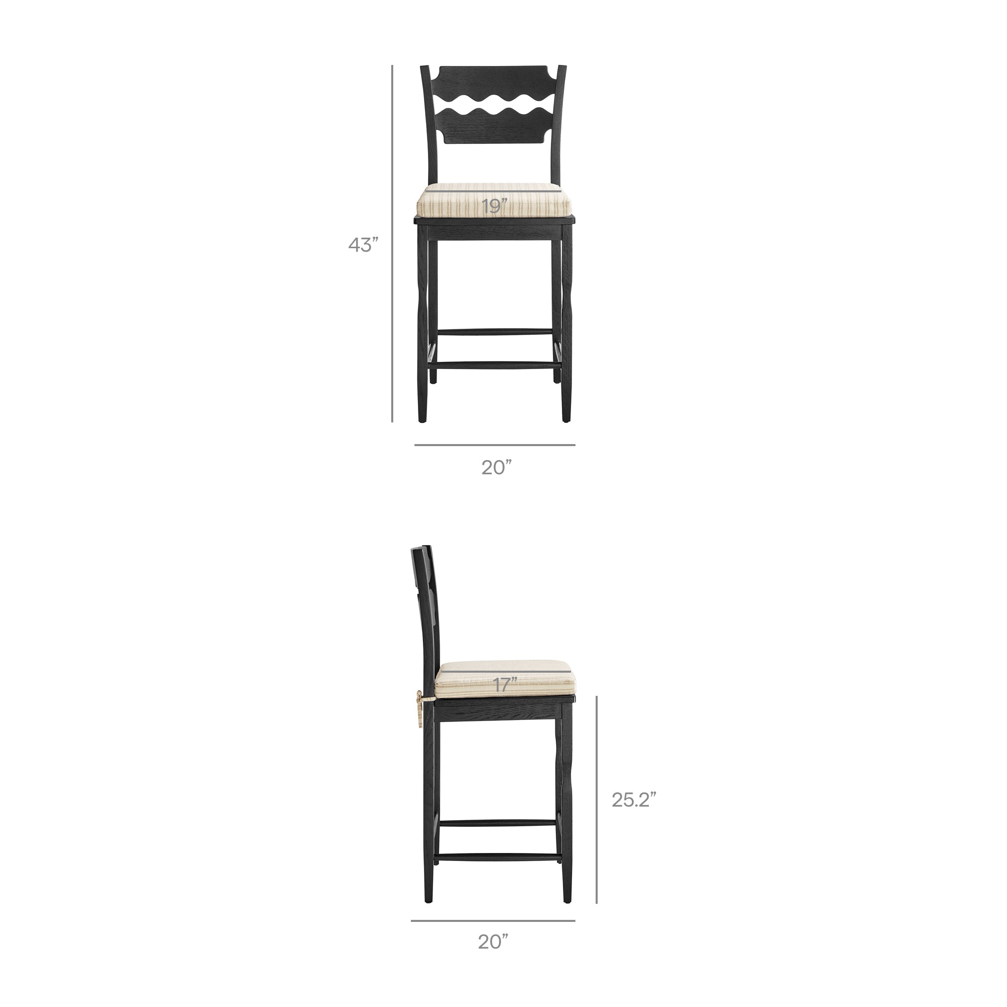 Jax Oak Wood Counter Stool With Wavy Razor Back and Cushion by Modway - Image 30