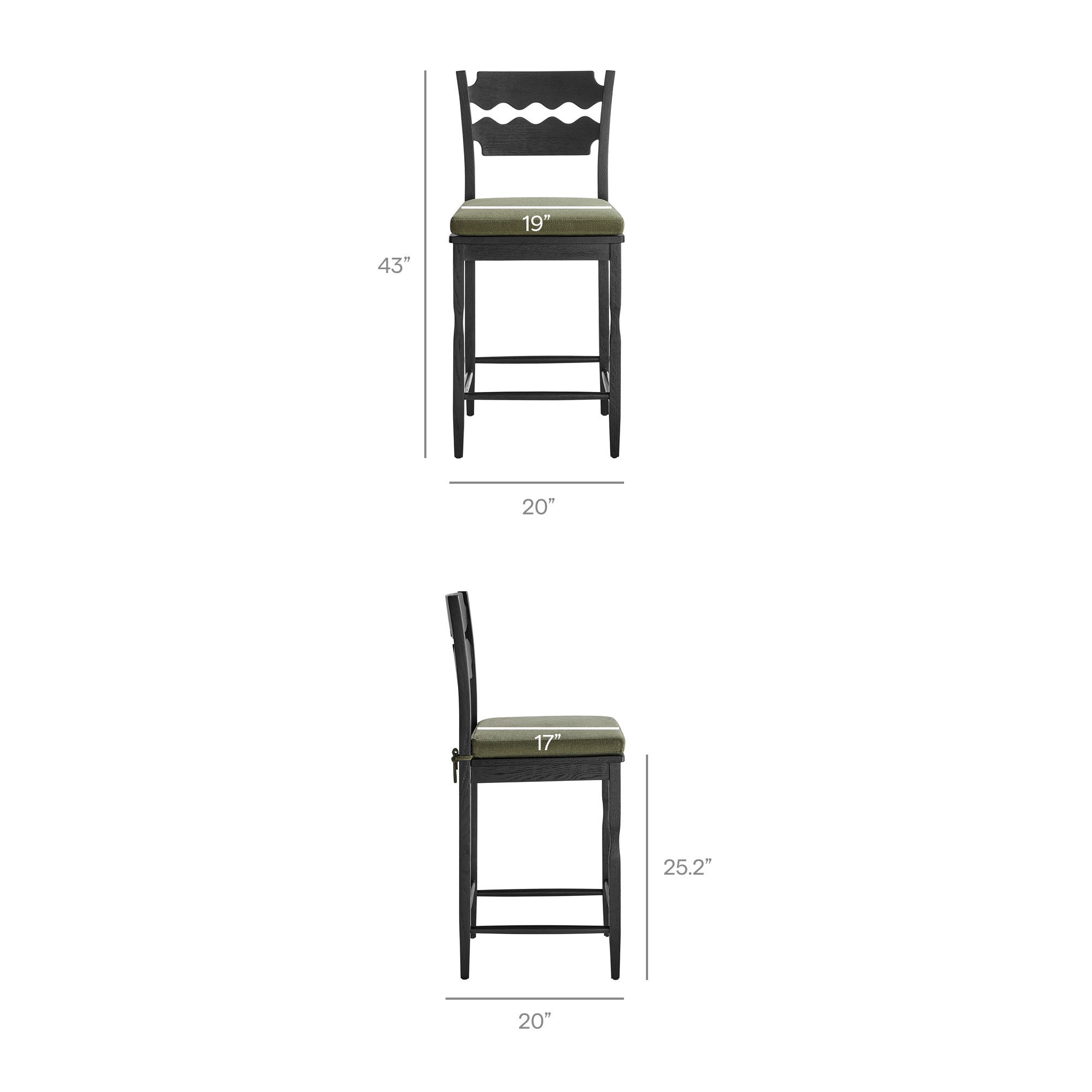 Jax Oak Wood Counter Stool With Wavy Razor Back and Cushion by Modway - Image 40