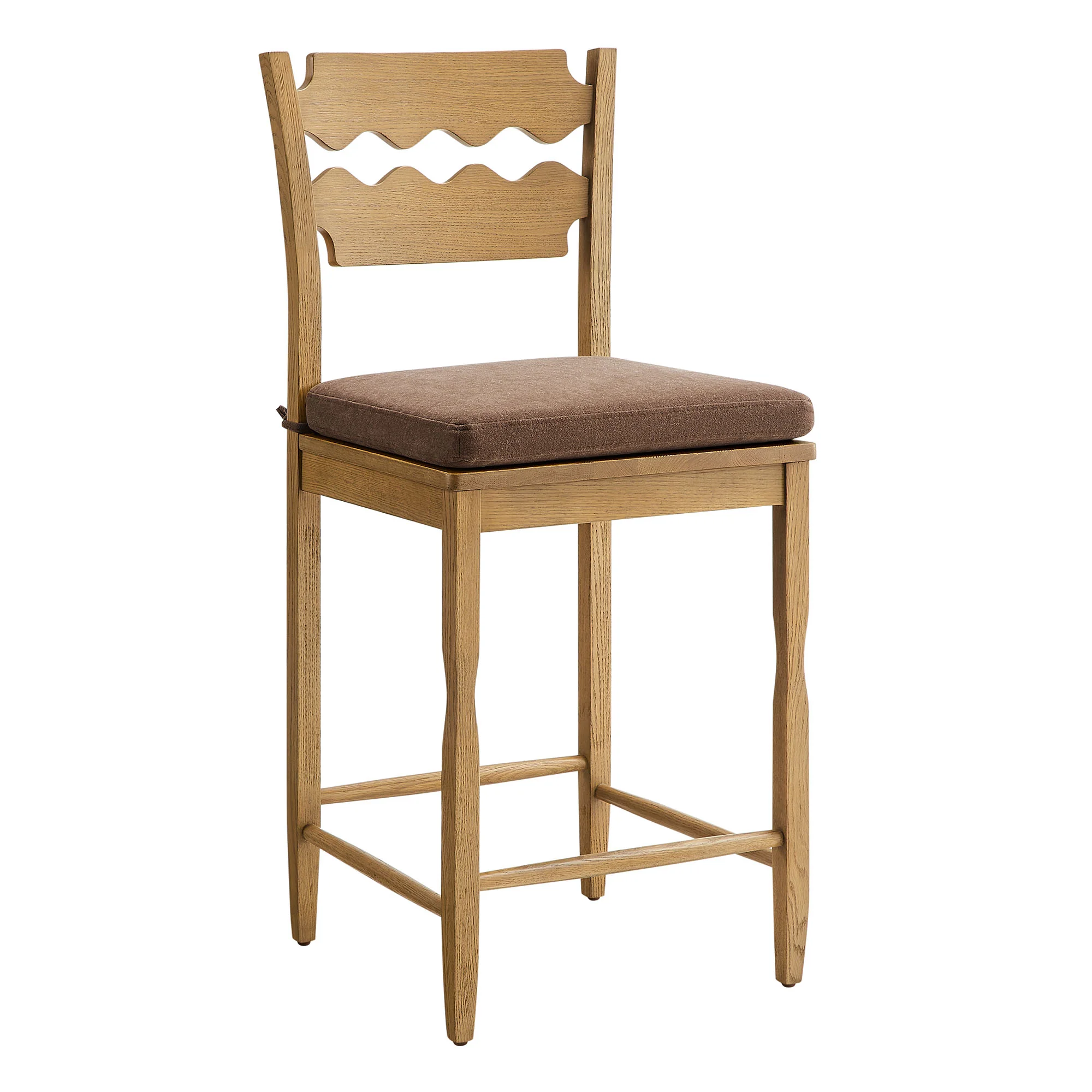 Jax Oak Wood Counter Stool With Wavy Razor Back and Cushion by Modway - Image 41
