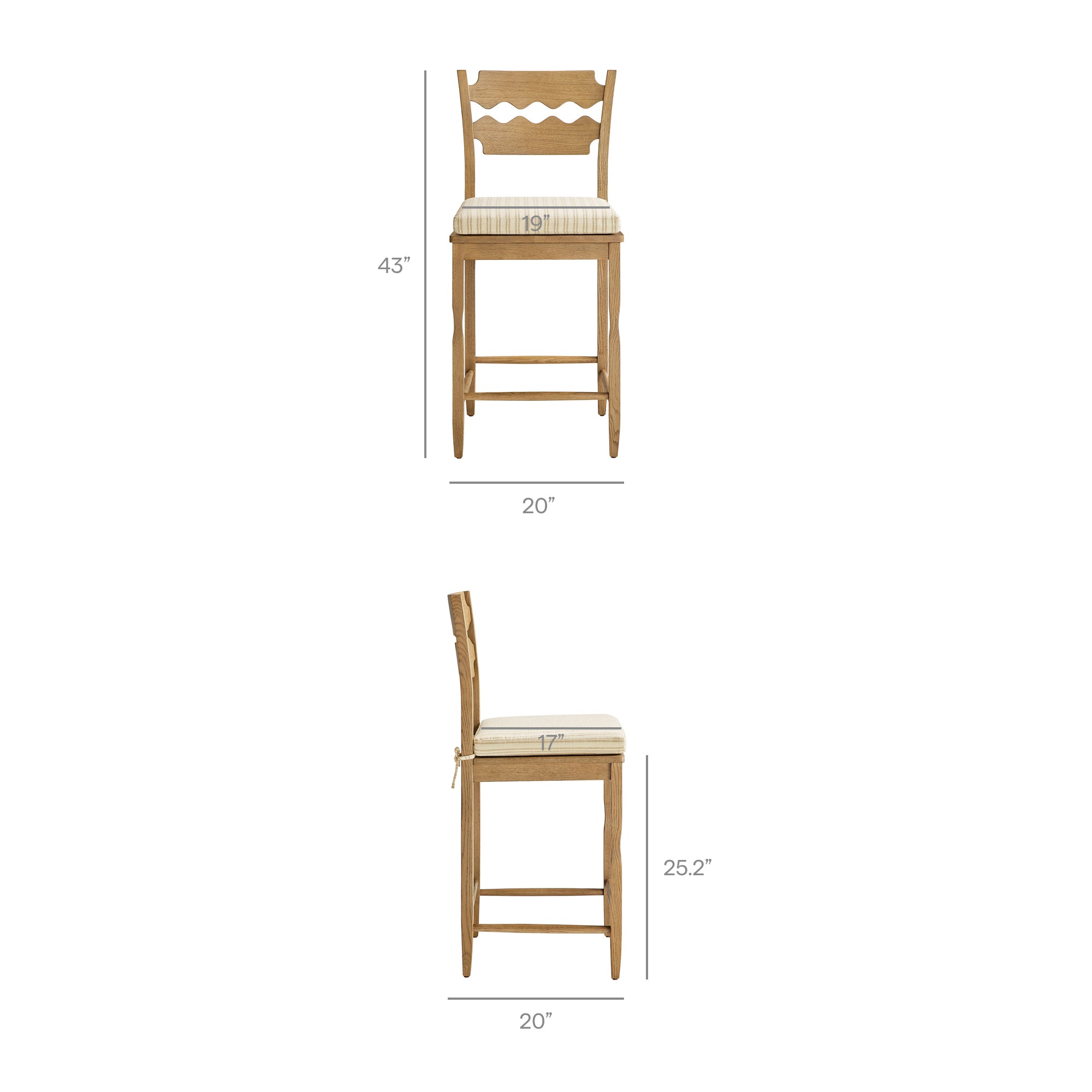 Jax Oak Wood Counter Stool With Wavy Razor Back and Cushion by Modway - Image 70