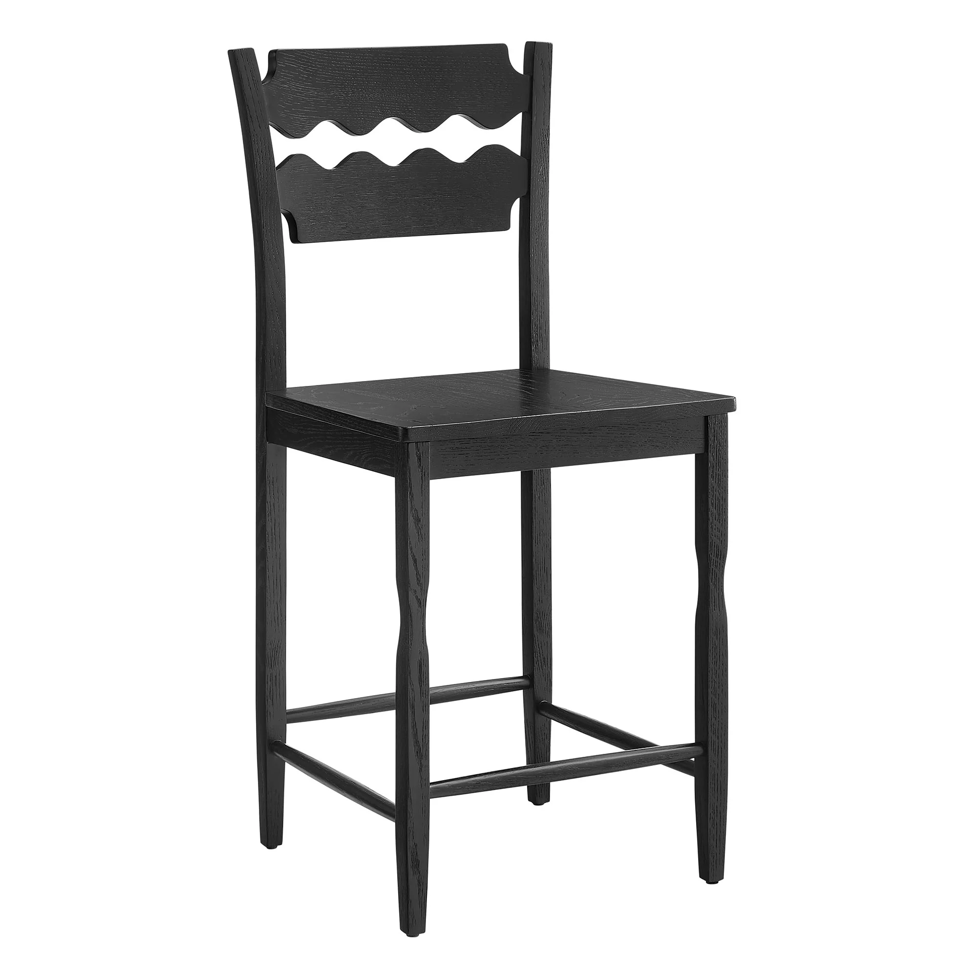 Jax Oak Wood Counter Stool With Wavy Razor Back by Modway - Image 2