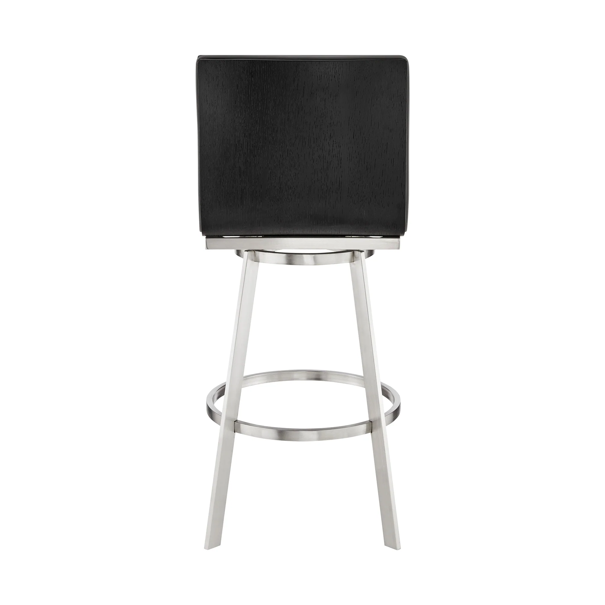 Jermaine 30" Bar Swivel Bar Stool in Brushed Stainless Steel Finish and Gray Faux Leather By Armen Living - Image 6