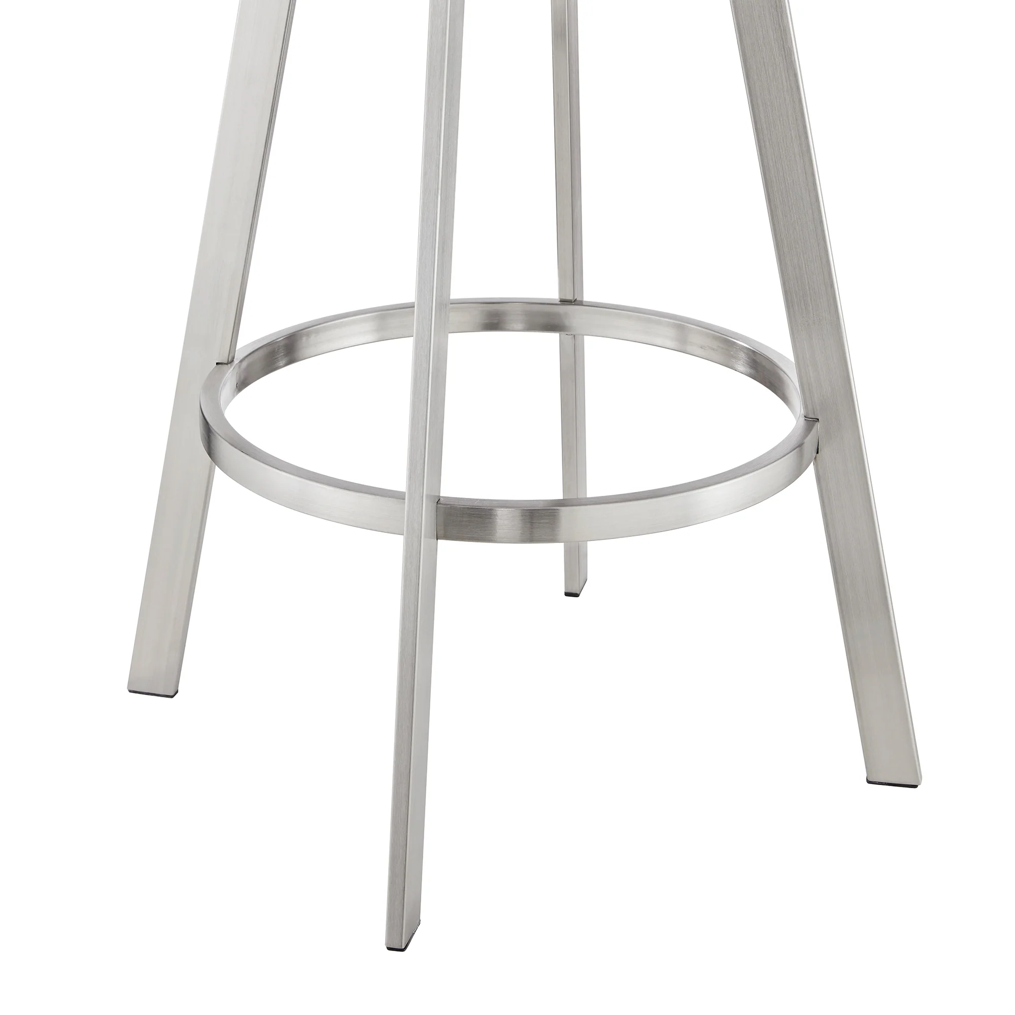 Jermaine 30" Bar Swivel Bar Stool in Brushed Stainless Steel Finish and Gray Faux Leather By Armen Living - Image 8