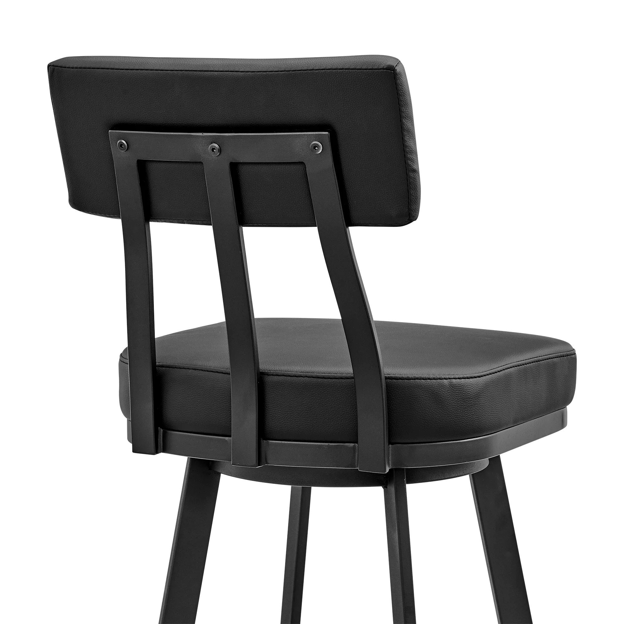 Jinab Swivel Bar Stool in Black Metal with Black Faux Leather By Armen Living - Image 10