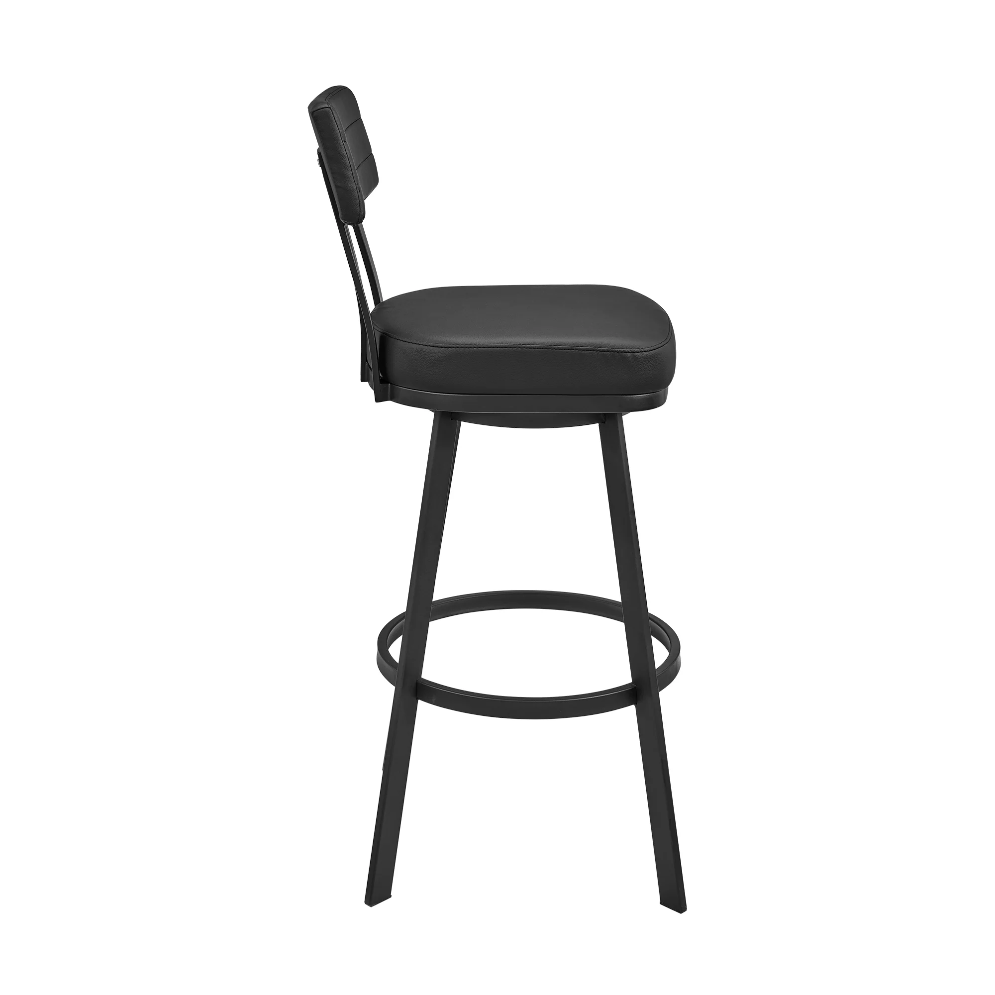 Jinab Swivel Counter Stool in Black Metal with Black Faux Leather By Armen Living - Image 4