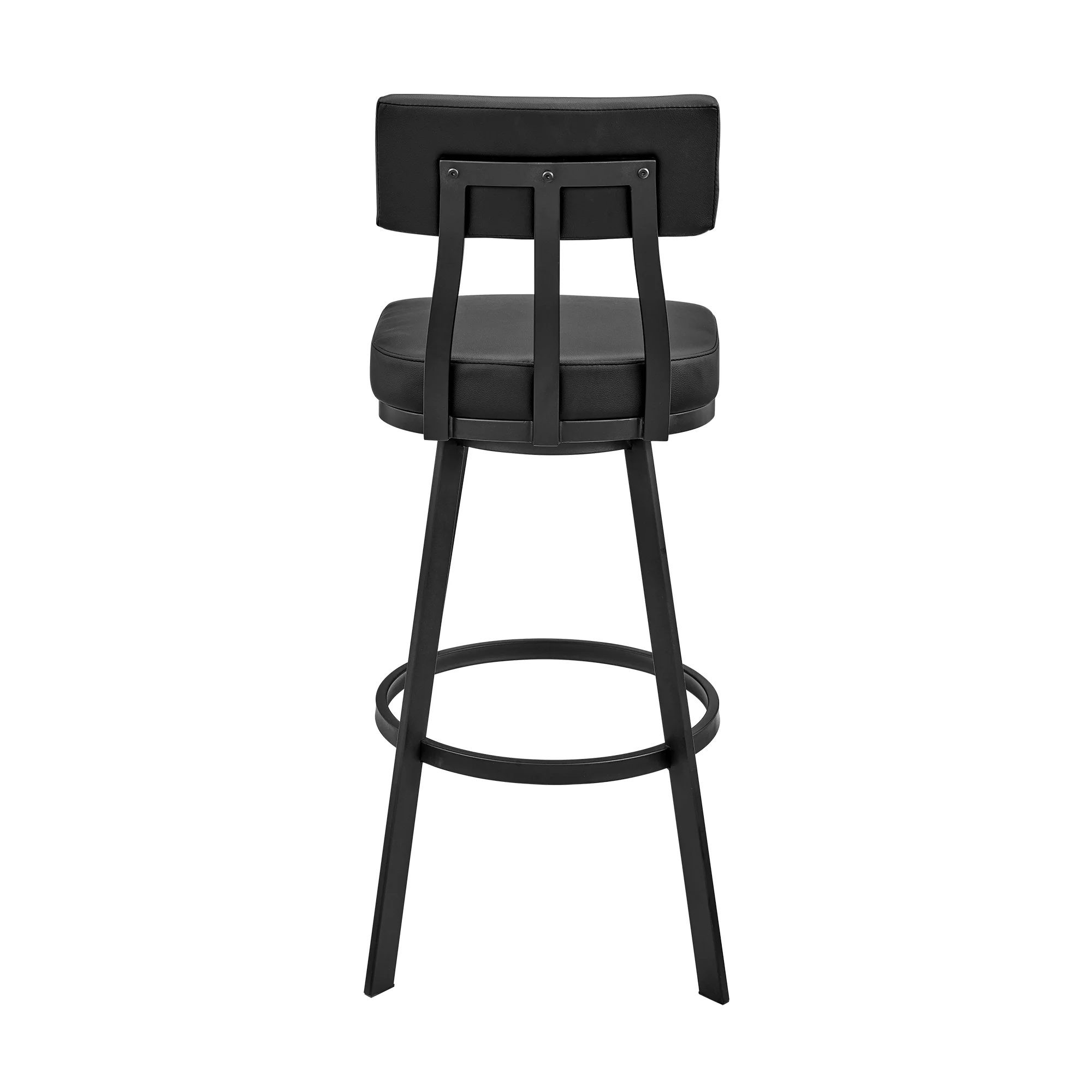 Jinab Swivel Counter Stool in Black Metal with Black Faux Leather By Armen Living - Image 5