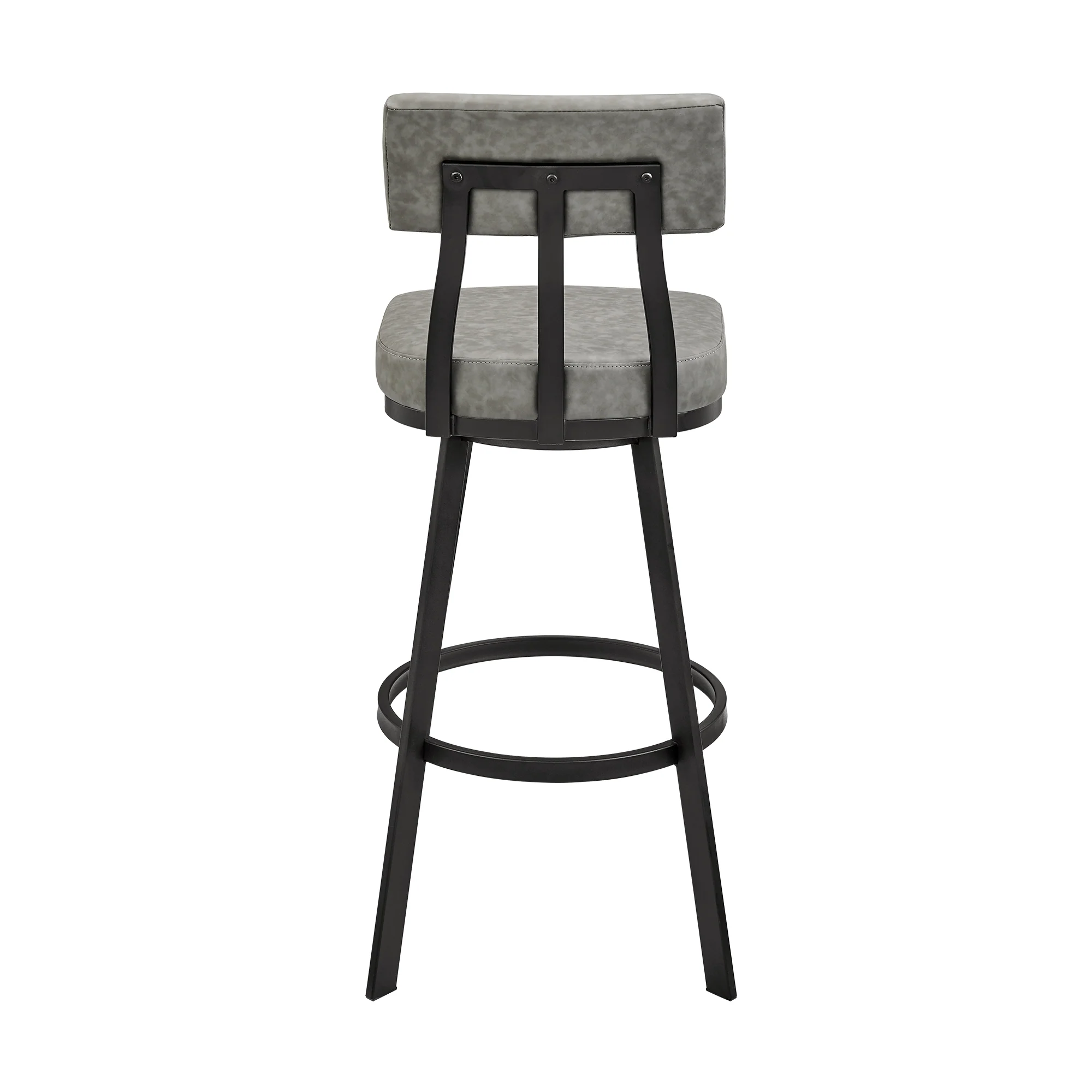 Jinab Swivel Counter Stool in Black Metal with Grey Faux Leather By Armen Living - Image 5