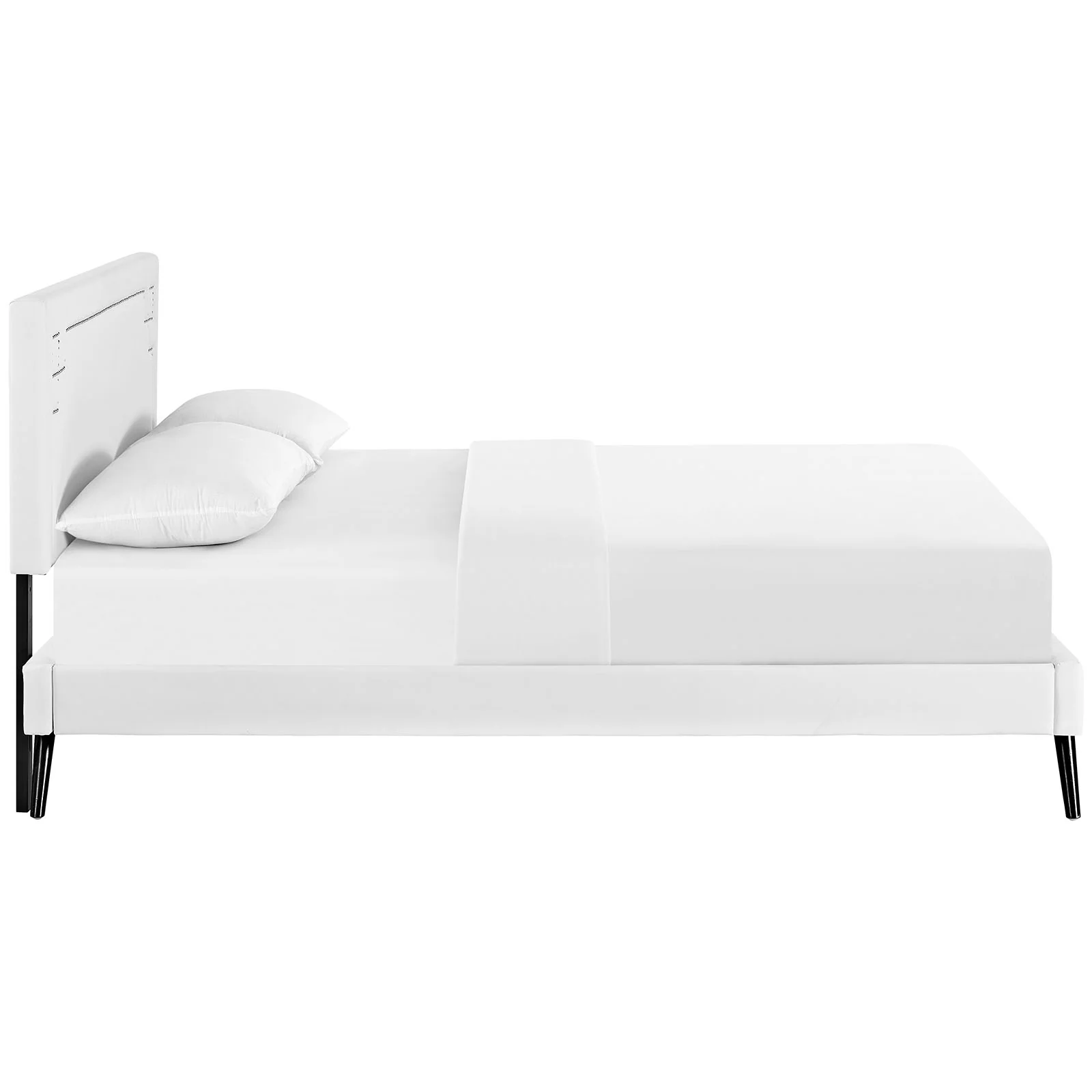 Josie Vinyl Queen Platform Bed with Round Splayed Legs by Modway - Image 4
