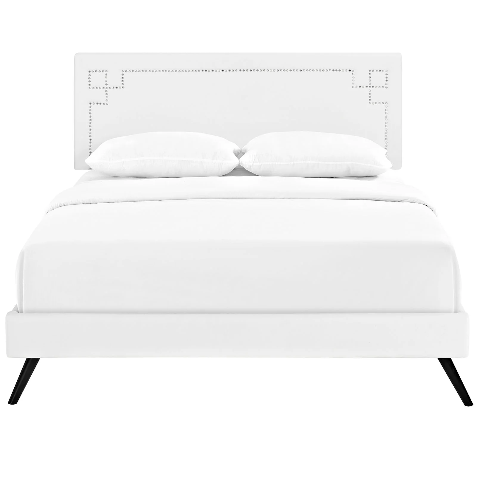 Josie Vinyl Queen Platform Bed with Round Splayed Legs by Modway - Image 5