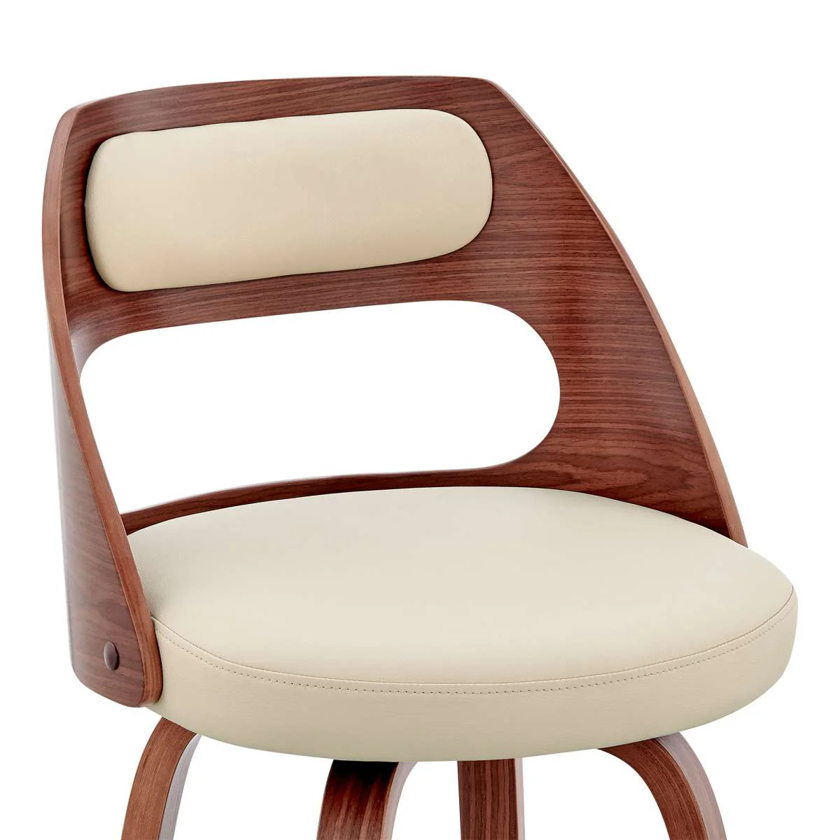 Julius 30" Cream Faux Leather and Walnut Wood Bar Stool By Armen Living - Image 5