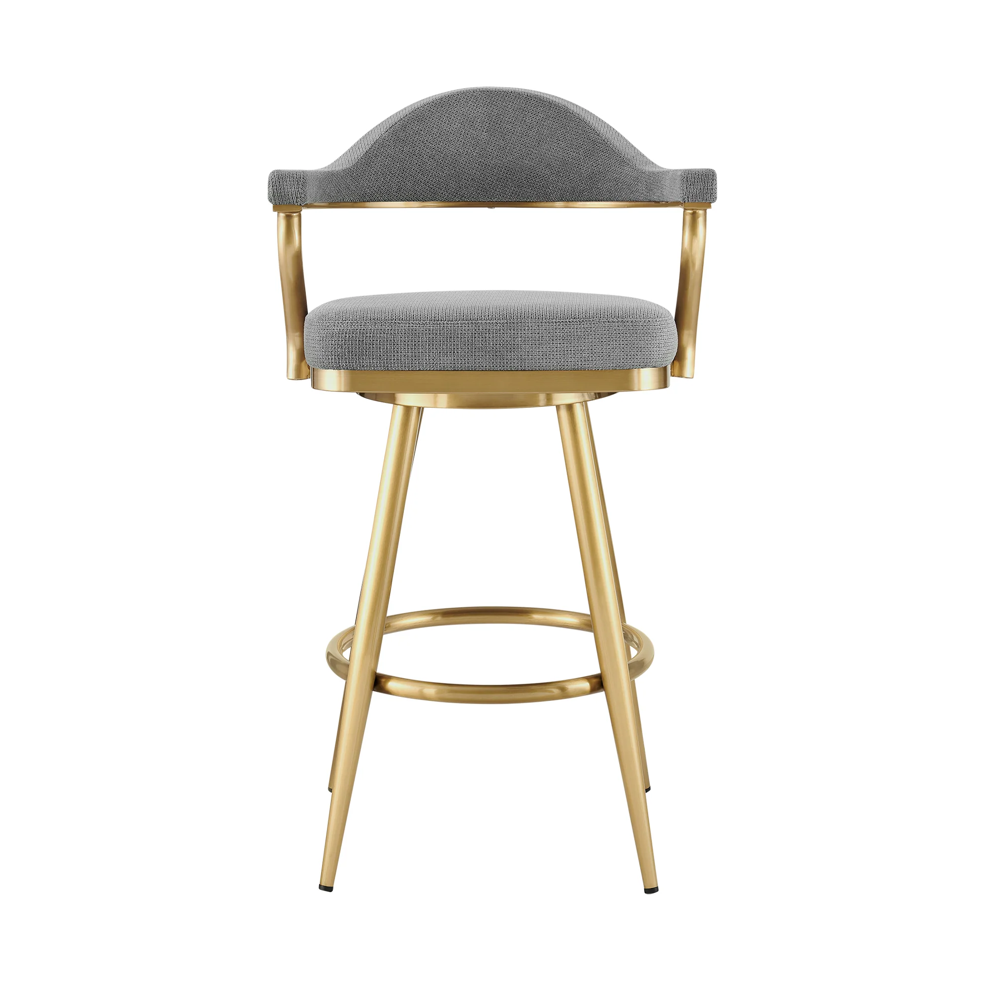 Justin 26" Swivel Counter Stool with Gold Brushed Stainless Steel and Anchor Gray Fabric By Armen Living - Image 3