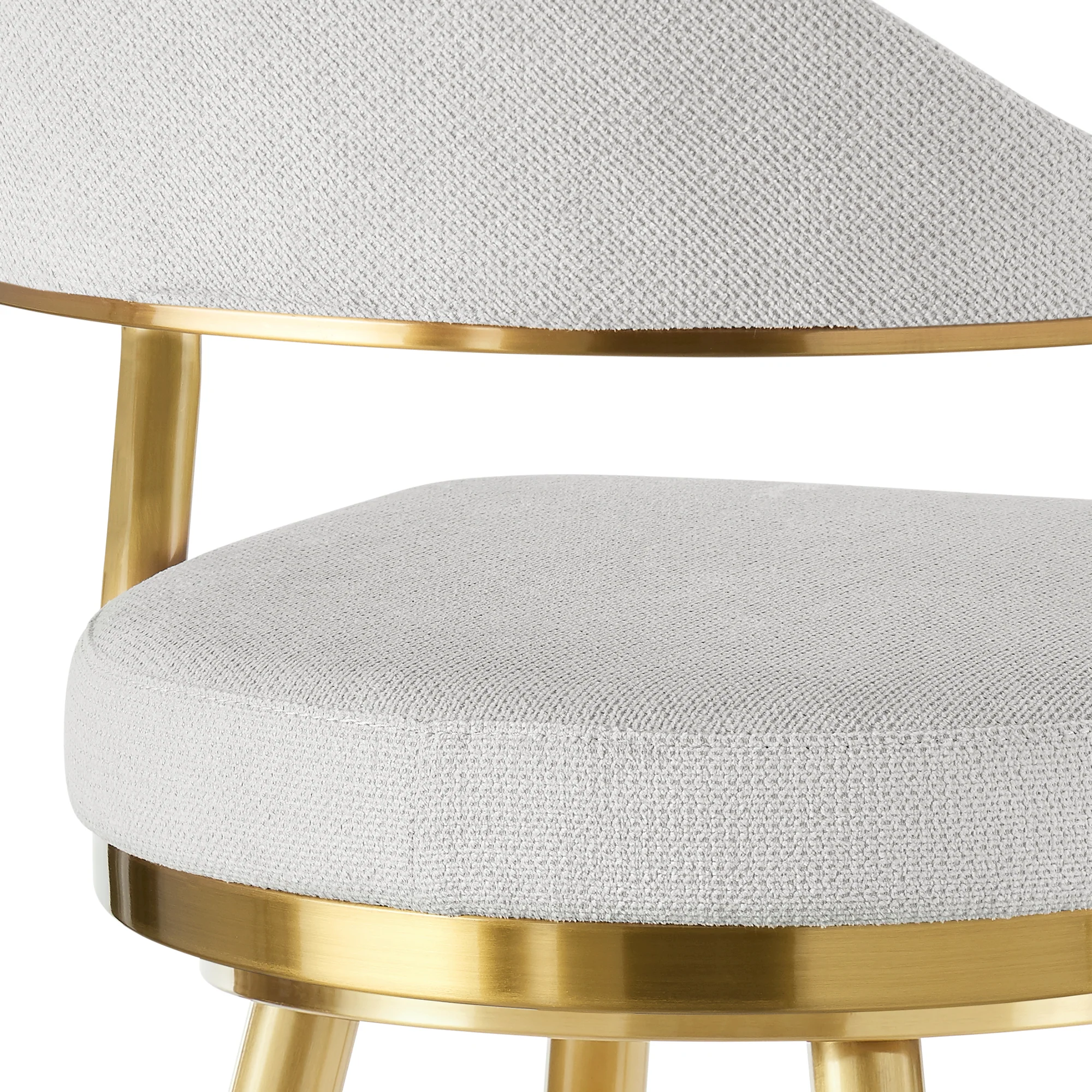 Justin 26" Swivel Counter Stool with Gold Brushed Stainless Steel and Silver Fabric By Armen Living - Image 10