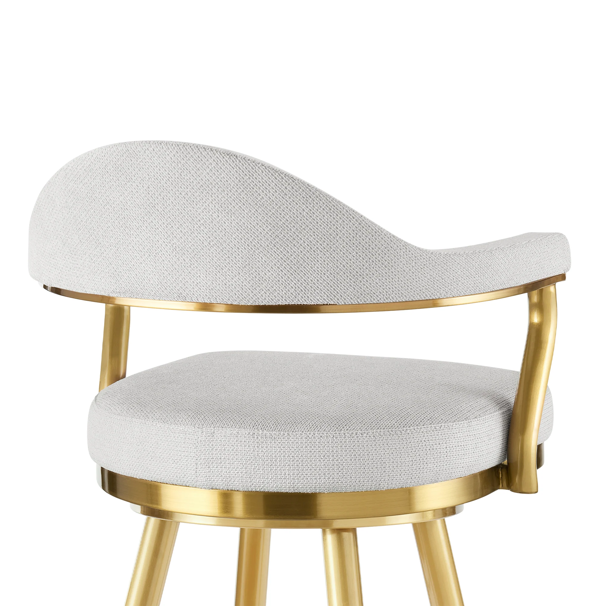 Justin 26" Swivel Counter Stool with Gold Brushed Stainless Steel and Silver Fabric By Armen Living - Image 6