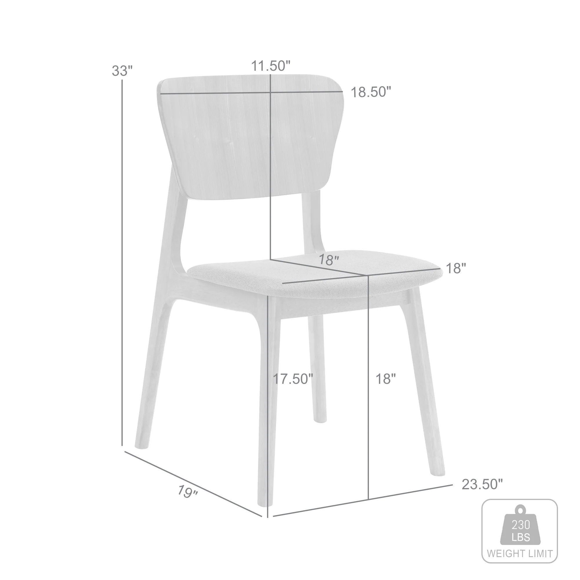 Kalia Wood Dining Chair in Walnut Finish with Blue Fabric - Set of 2 By Armen Living - Image 8