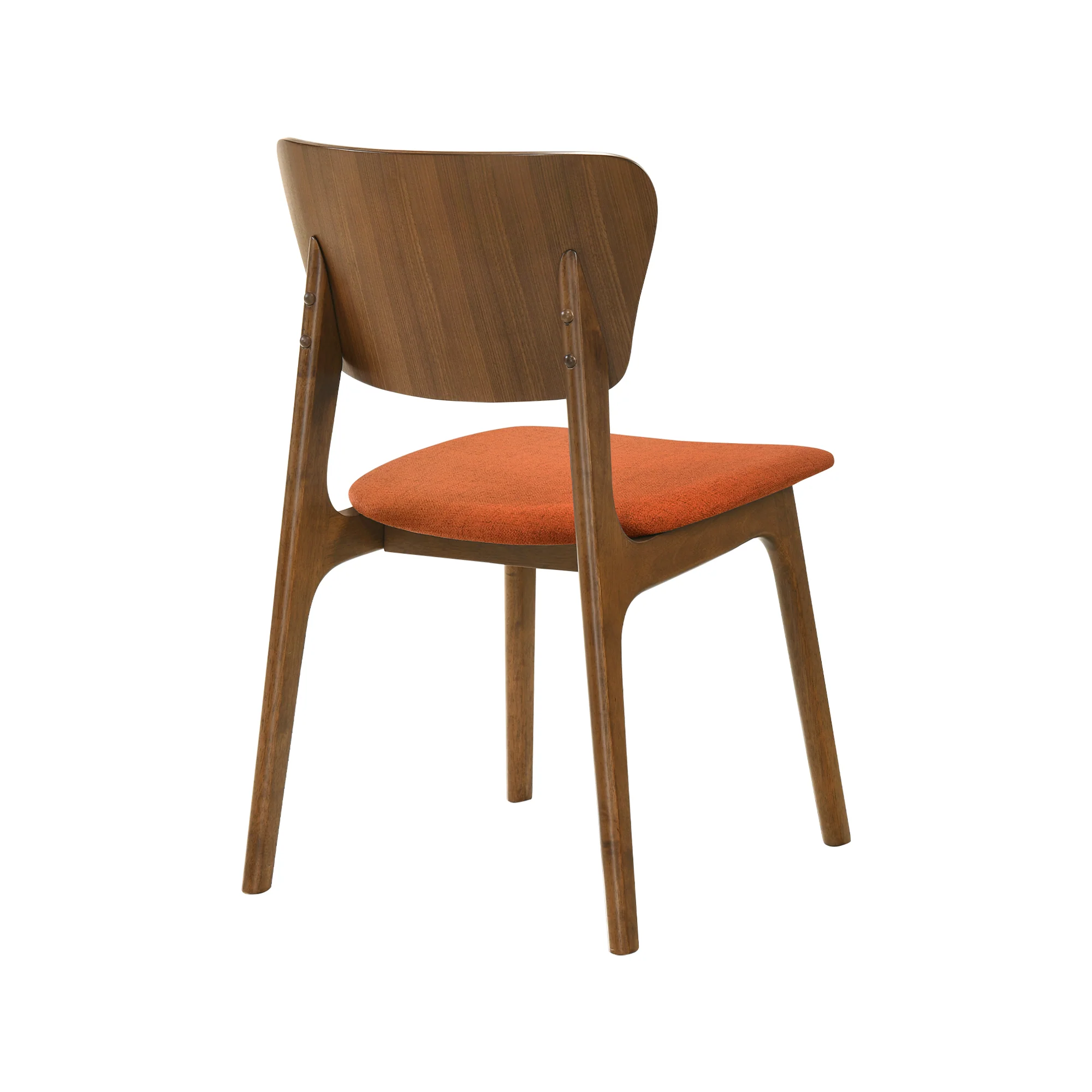 Kalia Wood Dining Chair in Walnut Finish with Orange Fabric - Set of 2 By Armen Living - Image 6