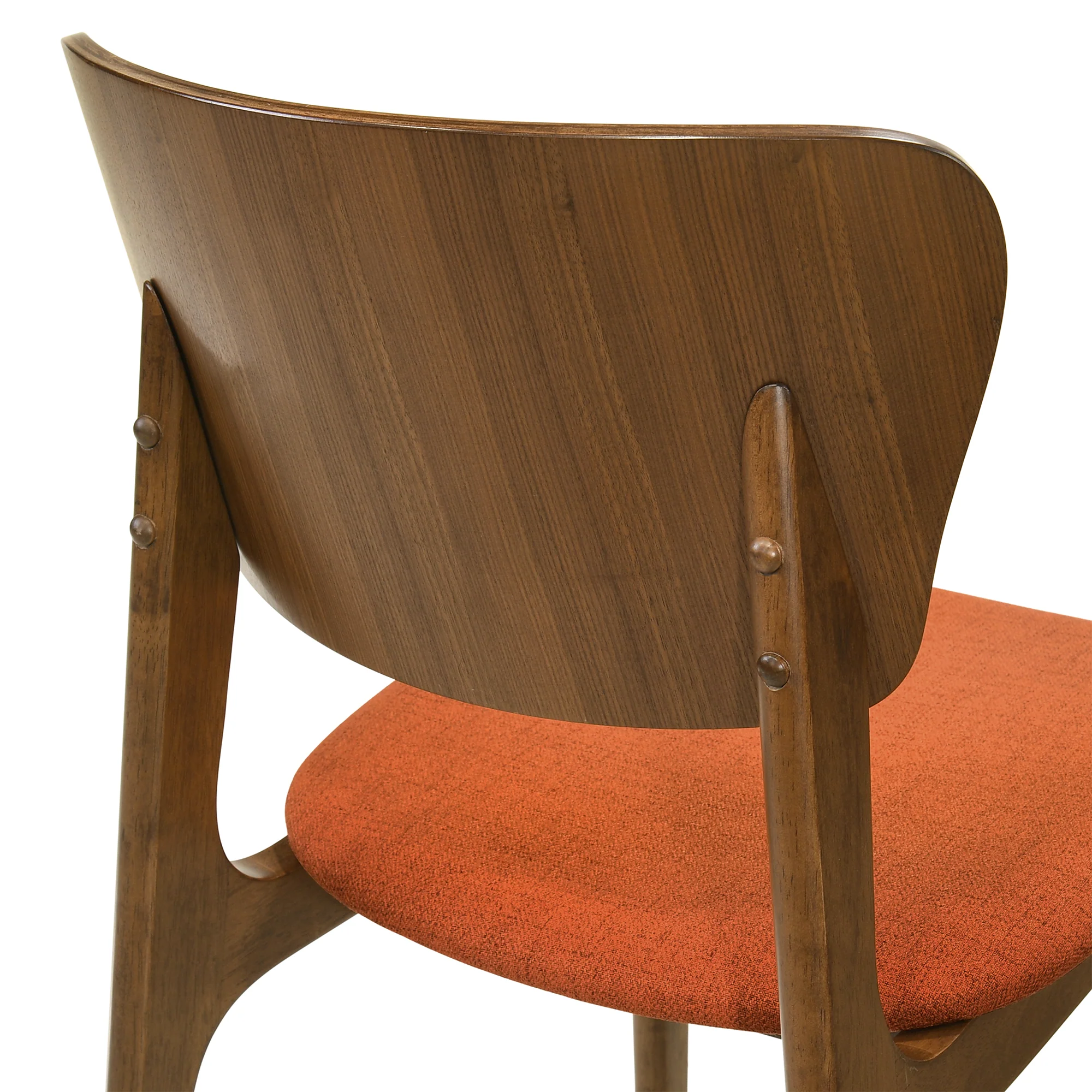 Kalia Wood Dining Chair in Walnut Finish with Orange Fabric - Set of 2 By Armen Living - Image 8