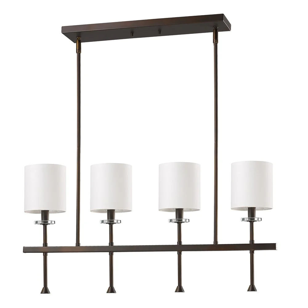 Kara 4-Light Oil-Rubbed Bronze Island Pendant With Fabric Shades And Crystal Bobeches By Homeroots