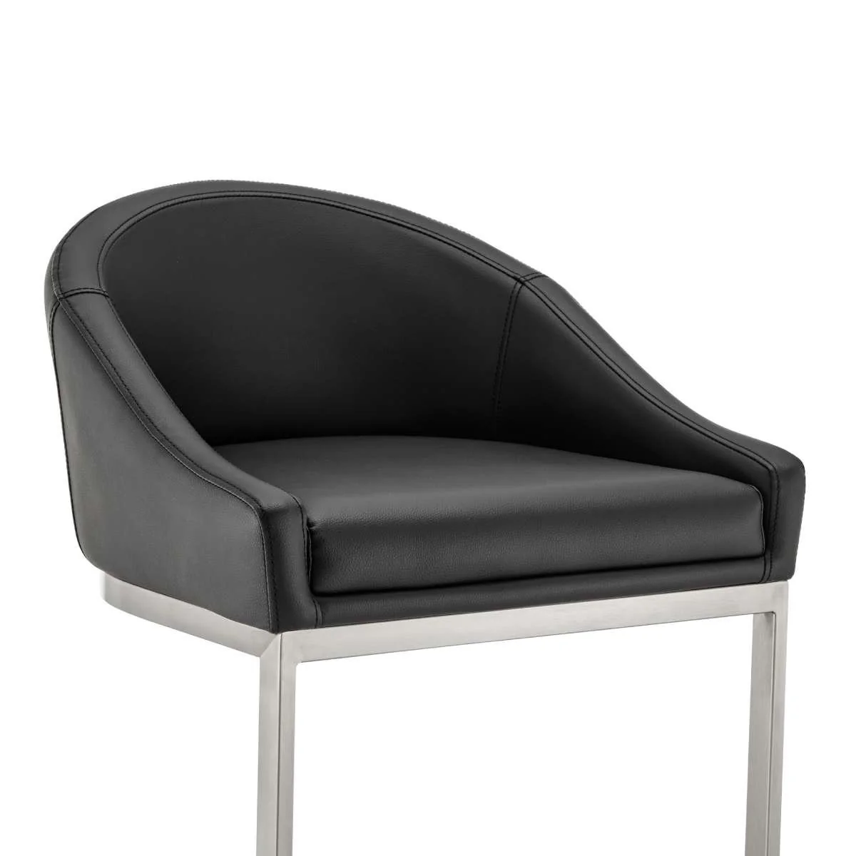 Katherine 26" Counter Stool in Brushed Stainless Steel with White Faux Leather By Armen Living - Image 21