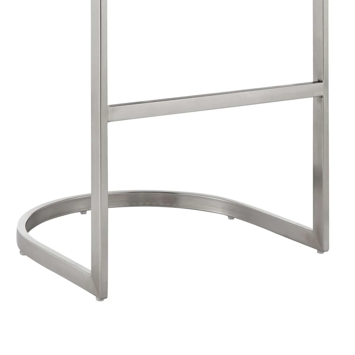 Katherine 26" Counter Stool in Brushed Stainless Steel with White Faux Leather By Armen Living - Image 6