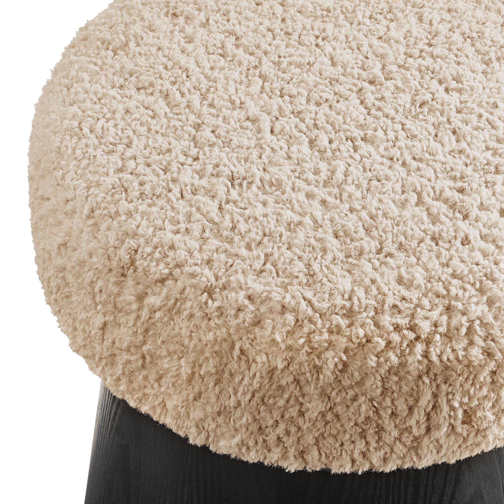 Ketra Round Faux Shearling Ottoman Footstool by Modway - Image 3