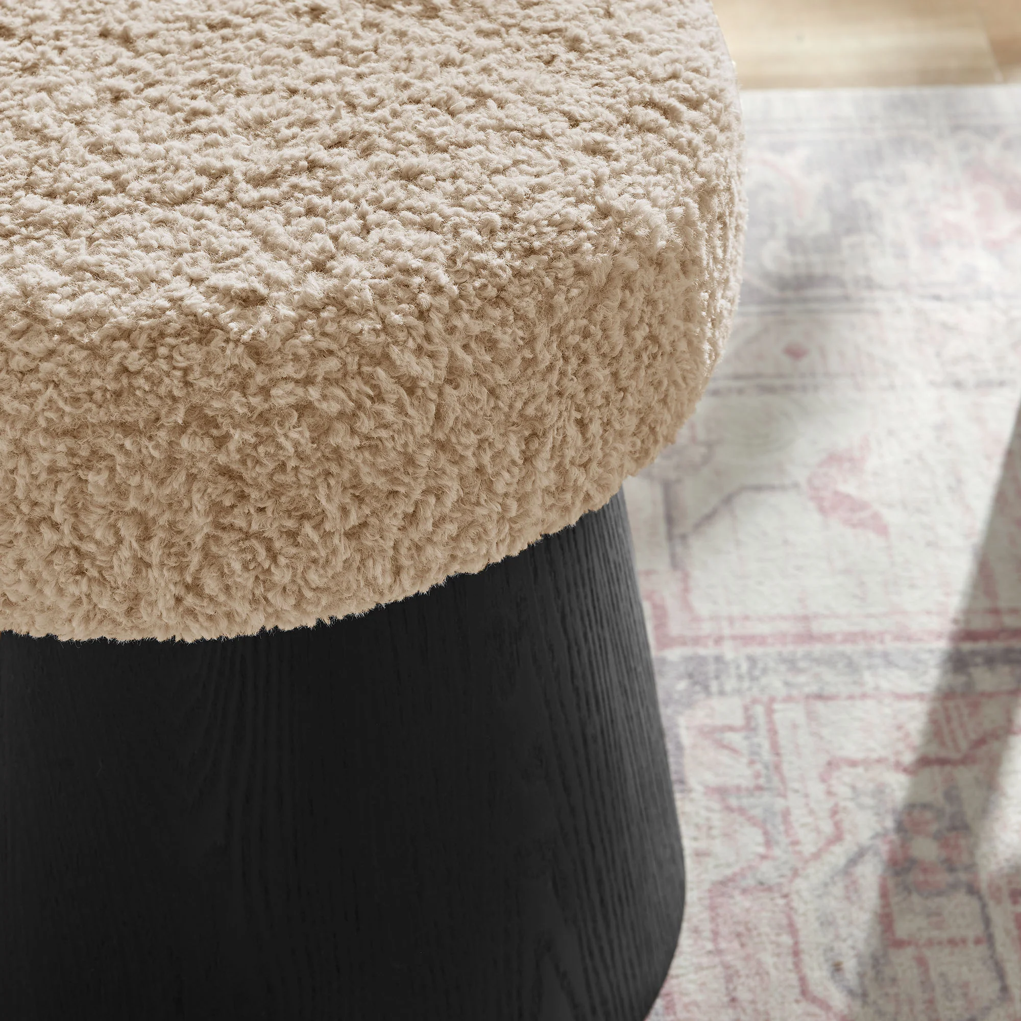 Ketra Round Faux Shearling Ottoman Footstool by Modway - Image 4