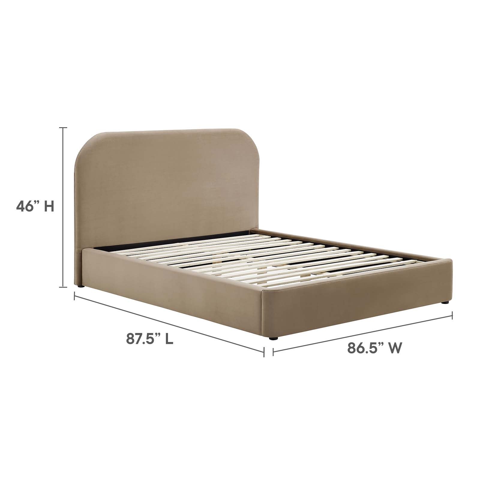 Keynote Performance Velvet Curved King Platform Bed By Modway - MOD-7143 - Image 14