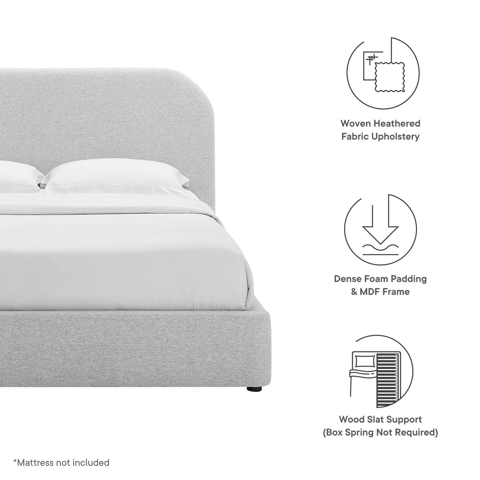 Keynote Upholstered Fabric Curved King Platform Bed By Modway - MOD-7142 - Image 15