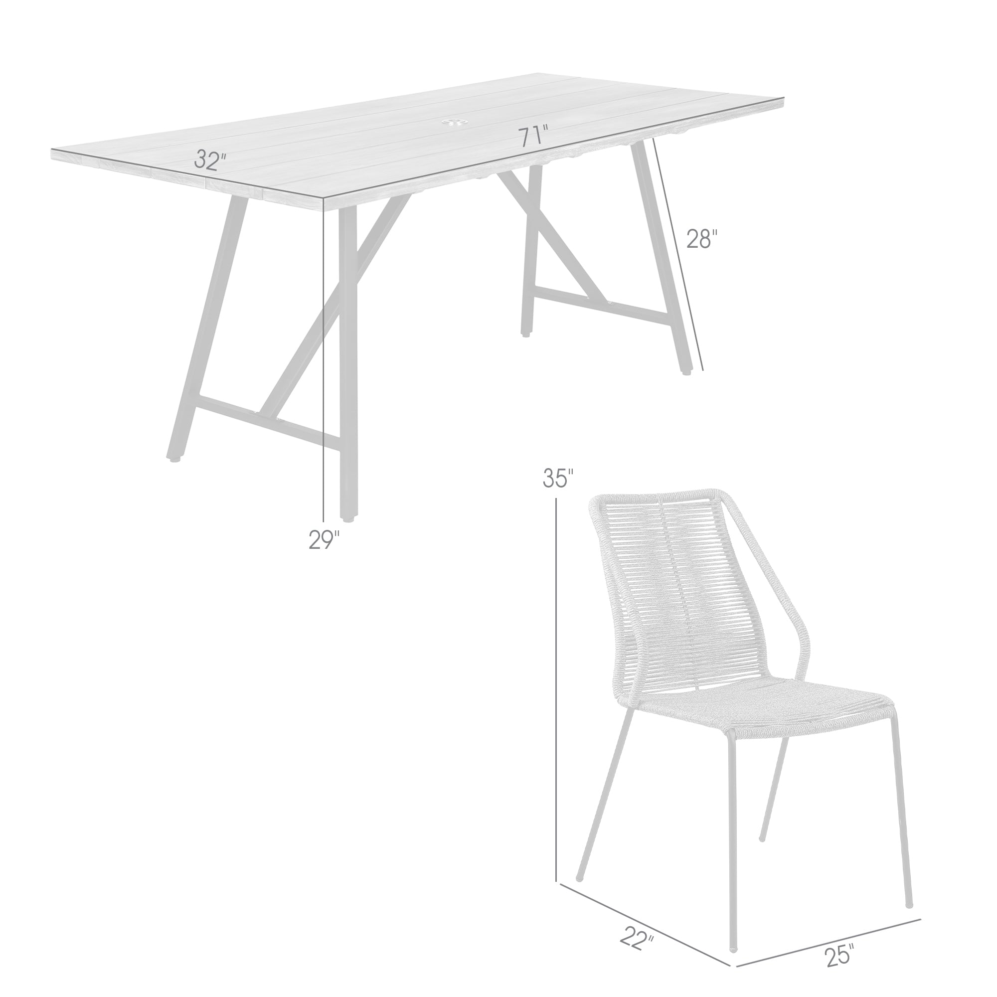 Koala and Clip 5 Piece Dining Set in Dark Eucalyptus Wood and Metal with Black Rope By Armen Living - Image 9