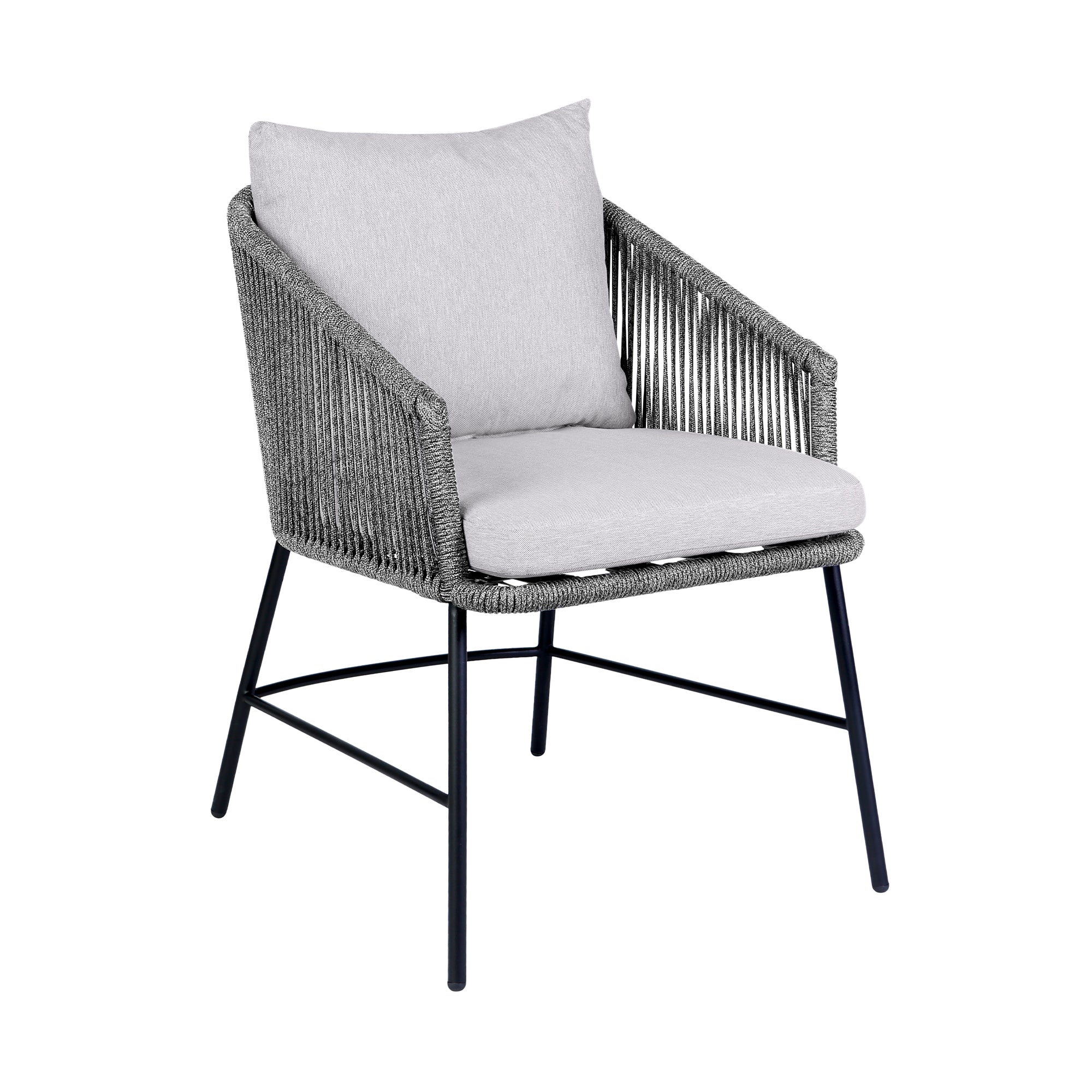 Koala Calica and Camino 5 Piece Outdoor Dining Set with Dark Eucalyptus Wood and Grey Rope and Cushions By Armen Living - Image 3