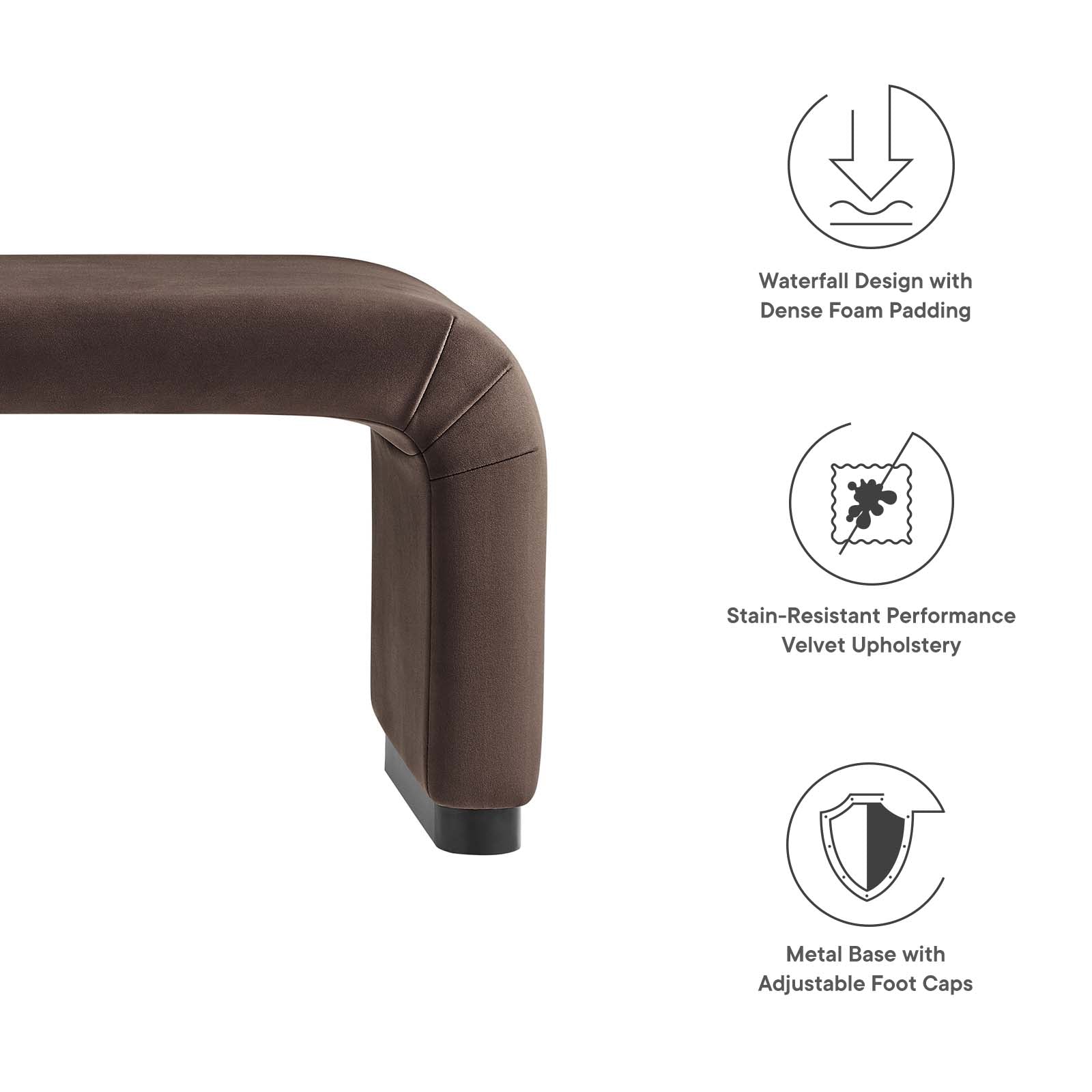 Koda Performance Velvet Waterfall Long Bench By Modway - EEI-6734 - Image 6