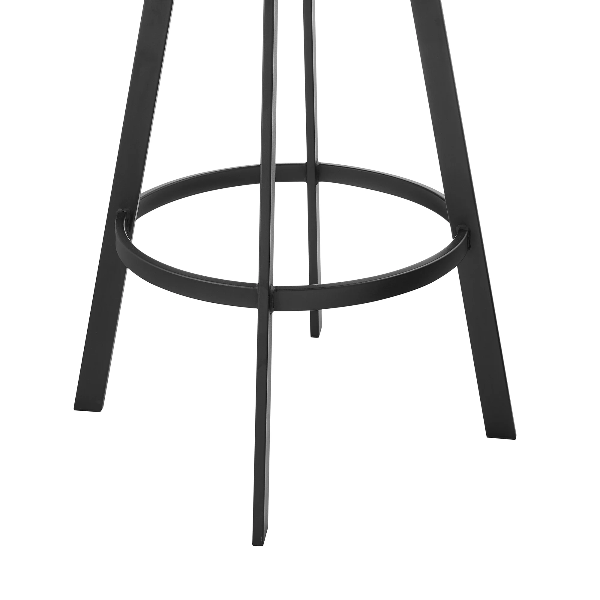 Lacey 26" Swivel Counter Stool in Black Iron with Walnut Finish and Vintage Gray Faux Leather By Armen Living - Image 8
