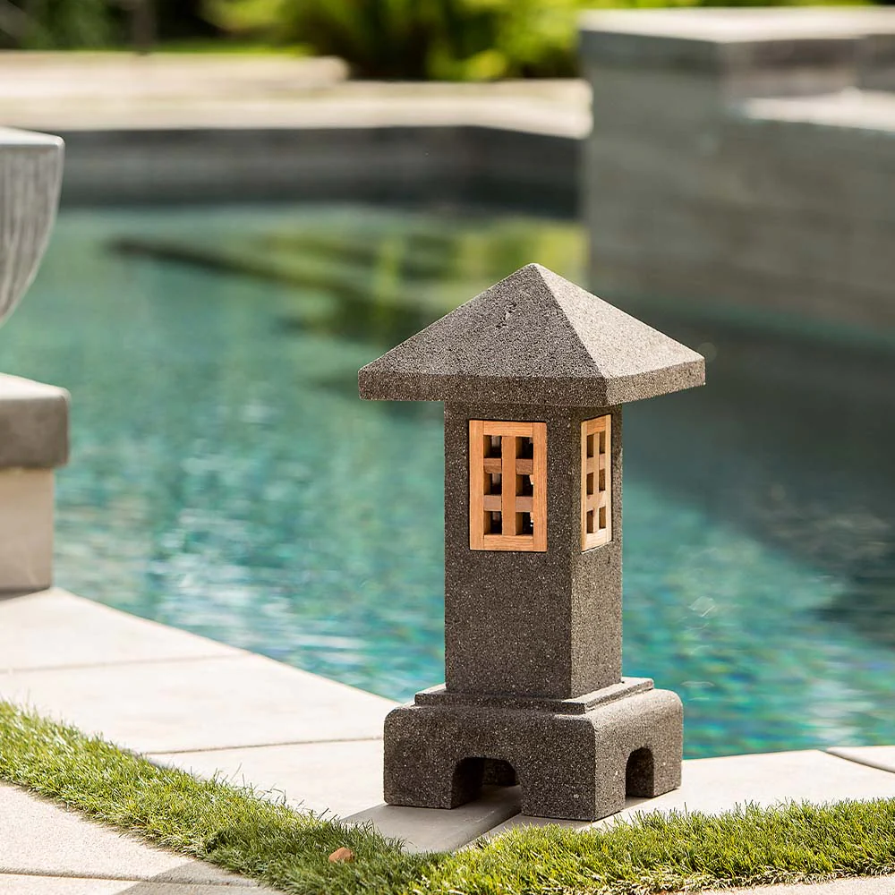 Lava Stone Garden Lantern - Dapjang Set of 2 By Garden Age Supply
