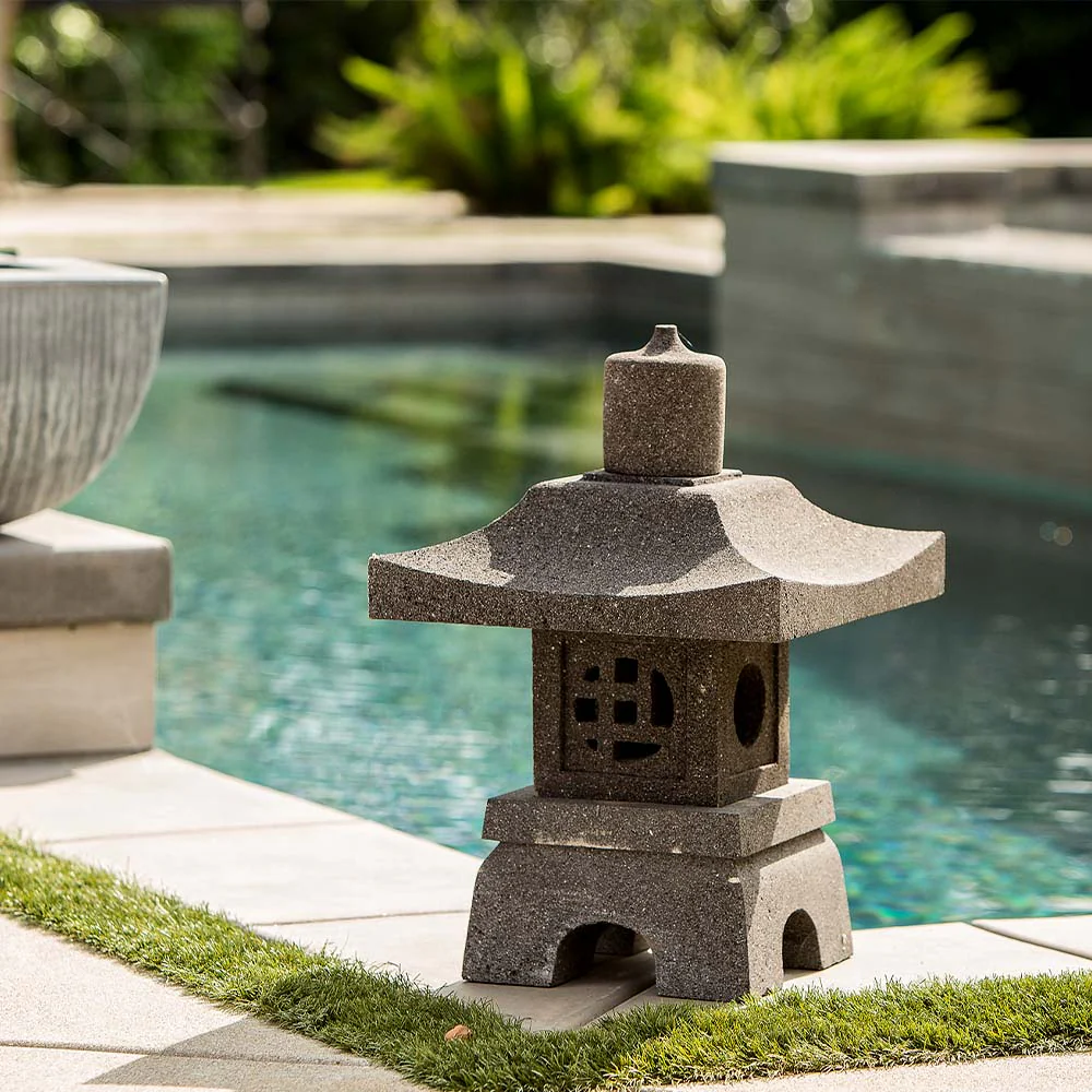 Lava Stone Garden Lantern - Oprong Set of 2 By Garden Age Supply